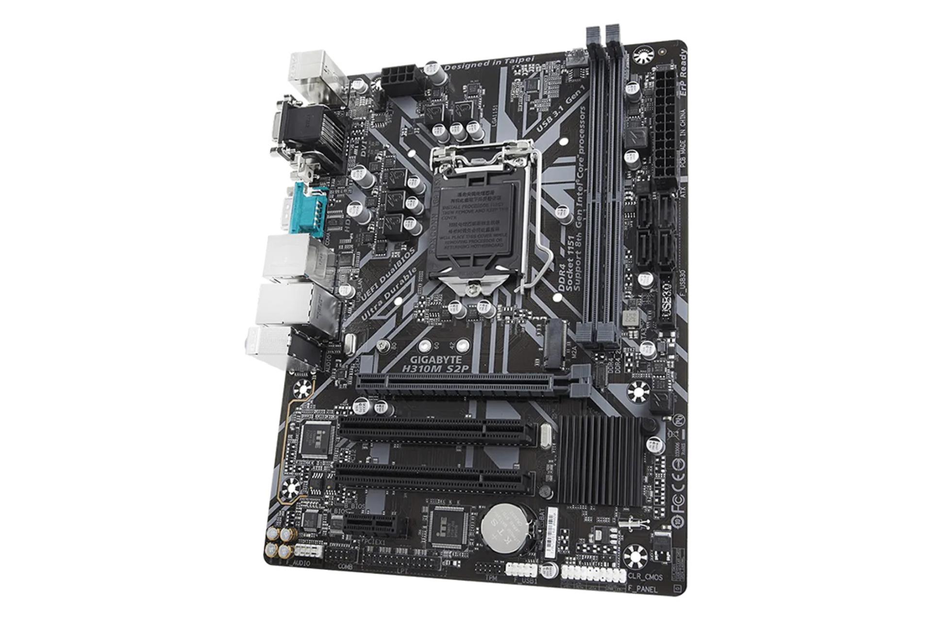 نمای کناری مادربرد گیگابایت GIGABYTE H310M S2P (rev. 1.0)