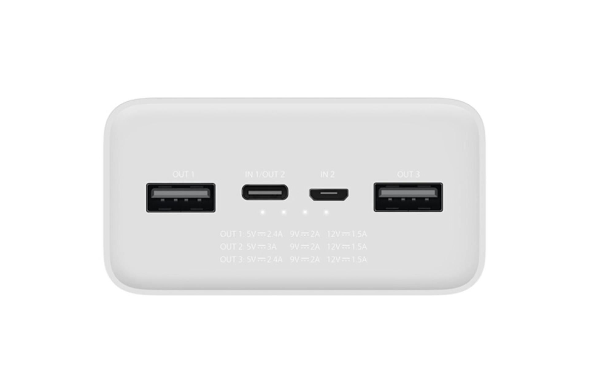 می پاوربانک شیائومی کوئیک شارژ ادیشن ۳۰۰۰۰ میلی آمپرساعت رنگ سفید / Xiaomi Mi Power Ban 3 Quick Ch