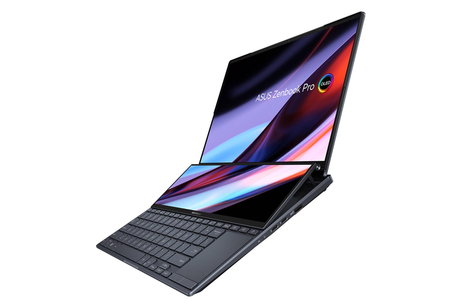 نمای نیمرخ راست لپ تاپ ایسوس Zenbook pro 14 duo UX8402E