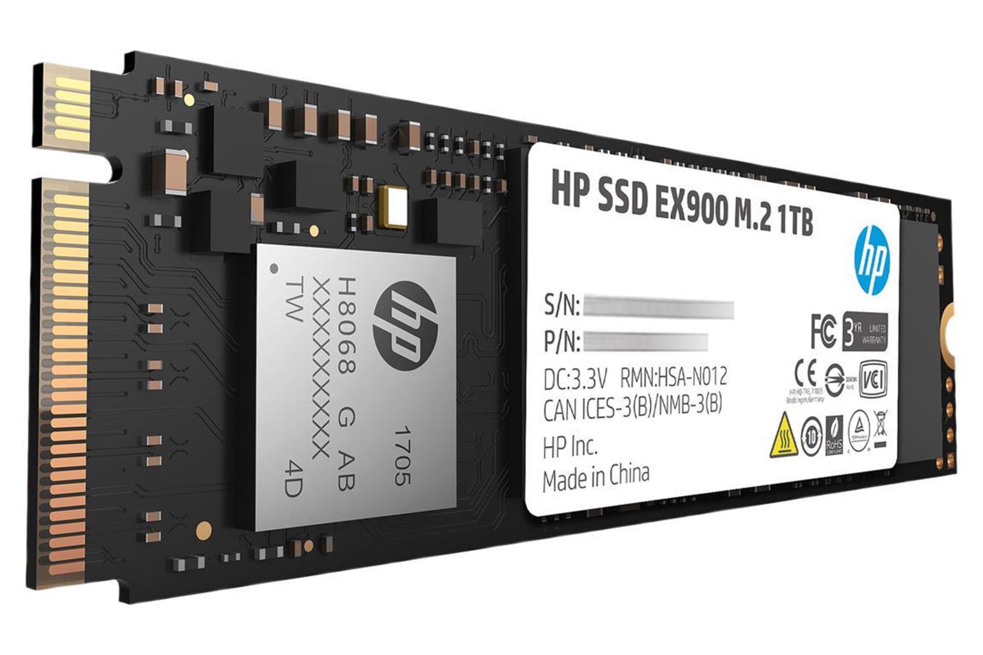 نمای چپ SSD اچ پی EX900 NVMe M.2 ظرفیت 1 ترابایت