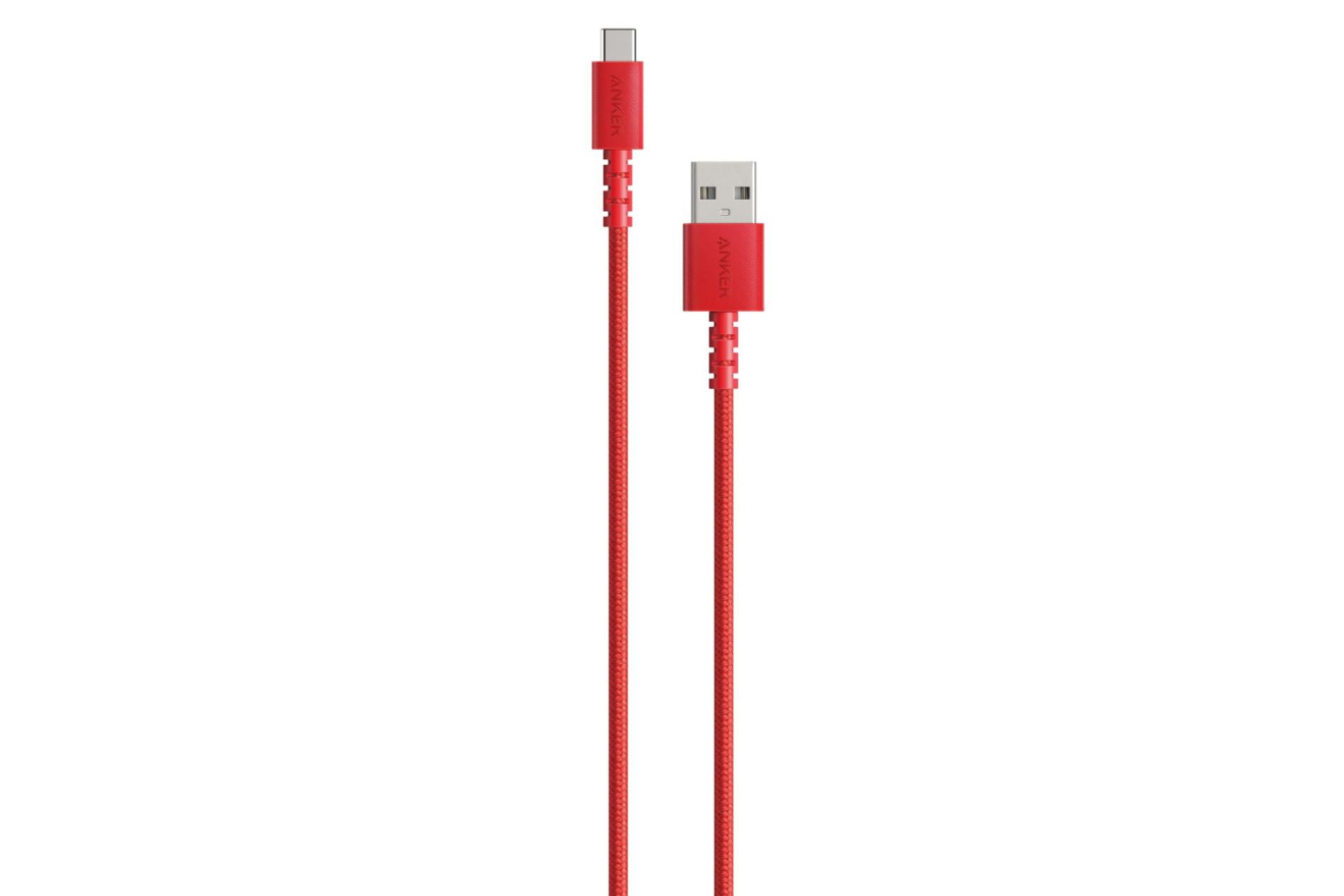کابل شارژ USB انکر USB به Type-C مدل +A8022 PowerLine Select با طول 0.9 متر قرمز
