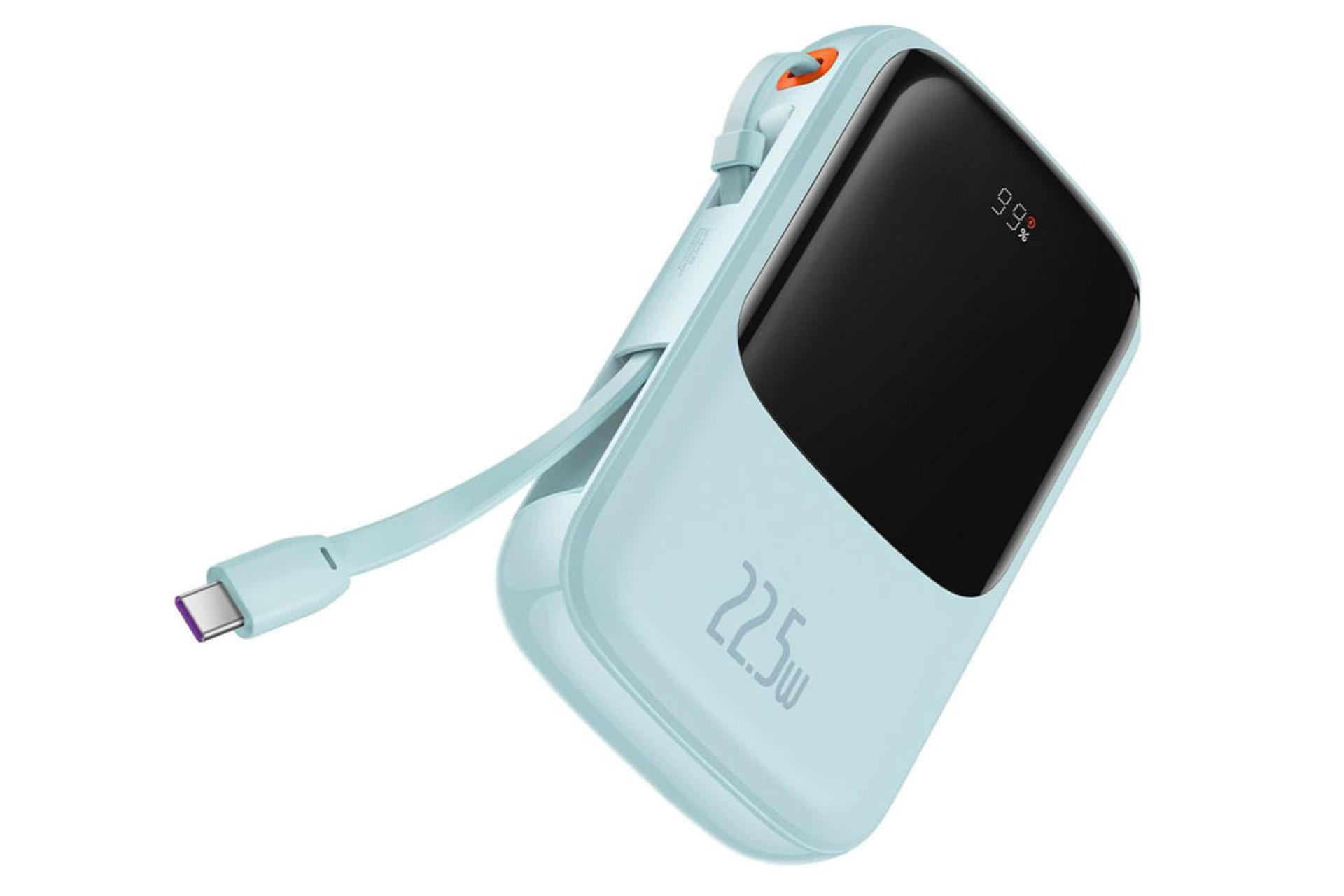 پاور بانک باسئوس Qpow Digital Display با ظرفیت 10000 میلی‌آمپر ساعت آبی