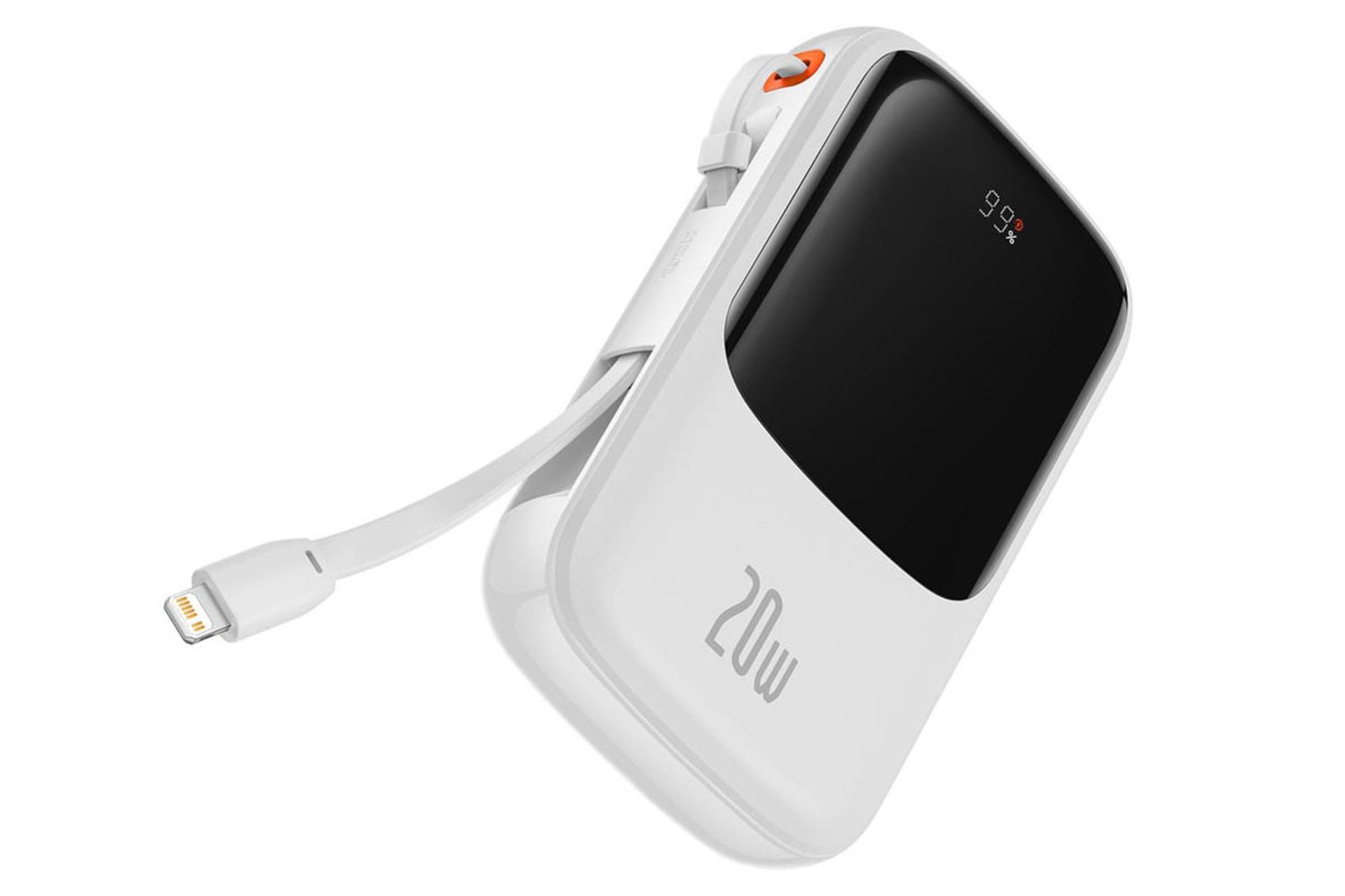 پاور بانک باسئوس Qpow Digital Display با ظرفیت 10000 میلی‌آمپر ساعت سفید