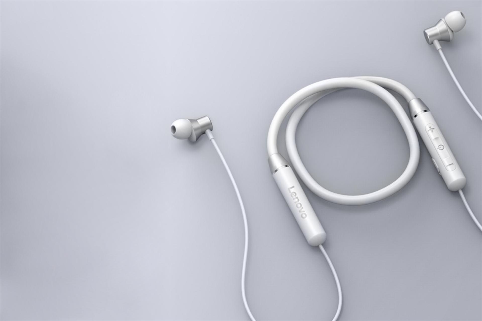 نمای بالا هدفون بی سیم لنوو Lenovo HE05 سفید