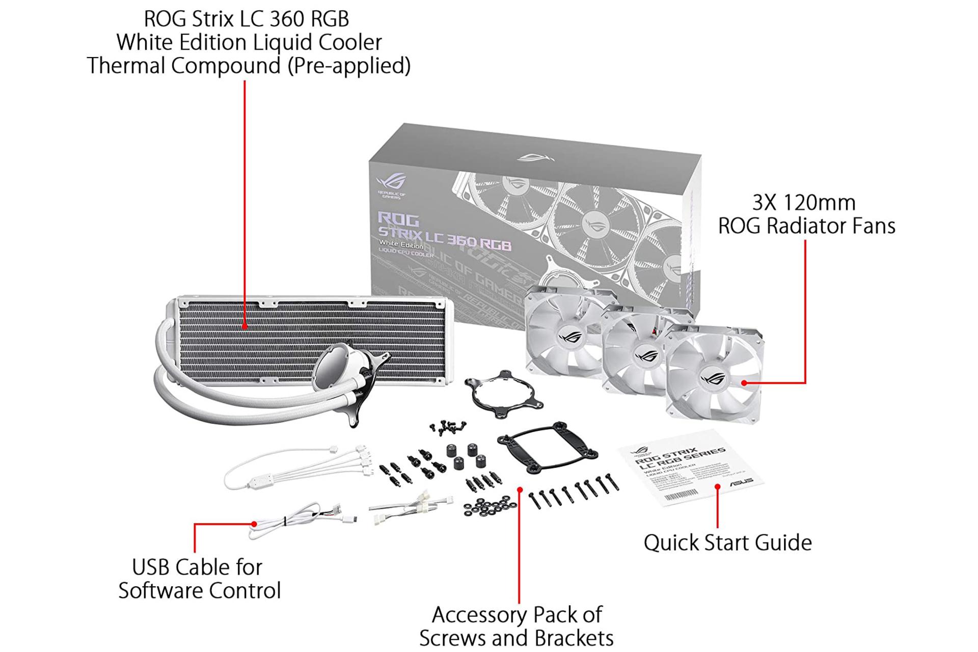 اقلام همراه خنک کننده مایع ایسوس ROG STRIX LC 360 White Edition