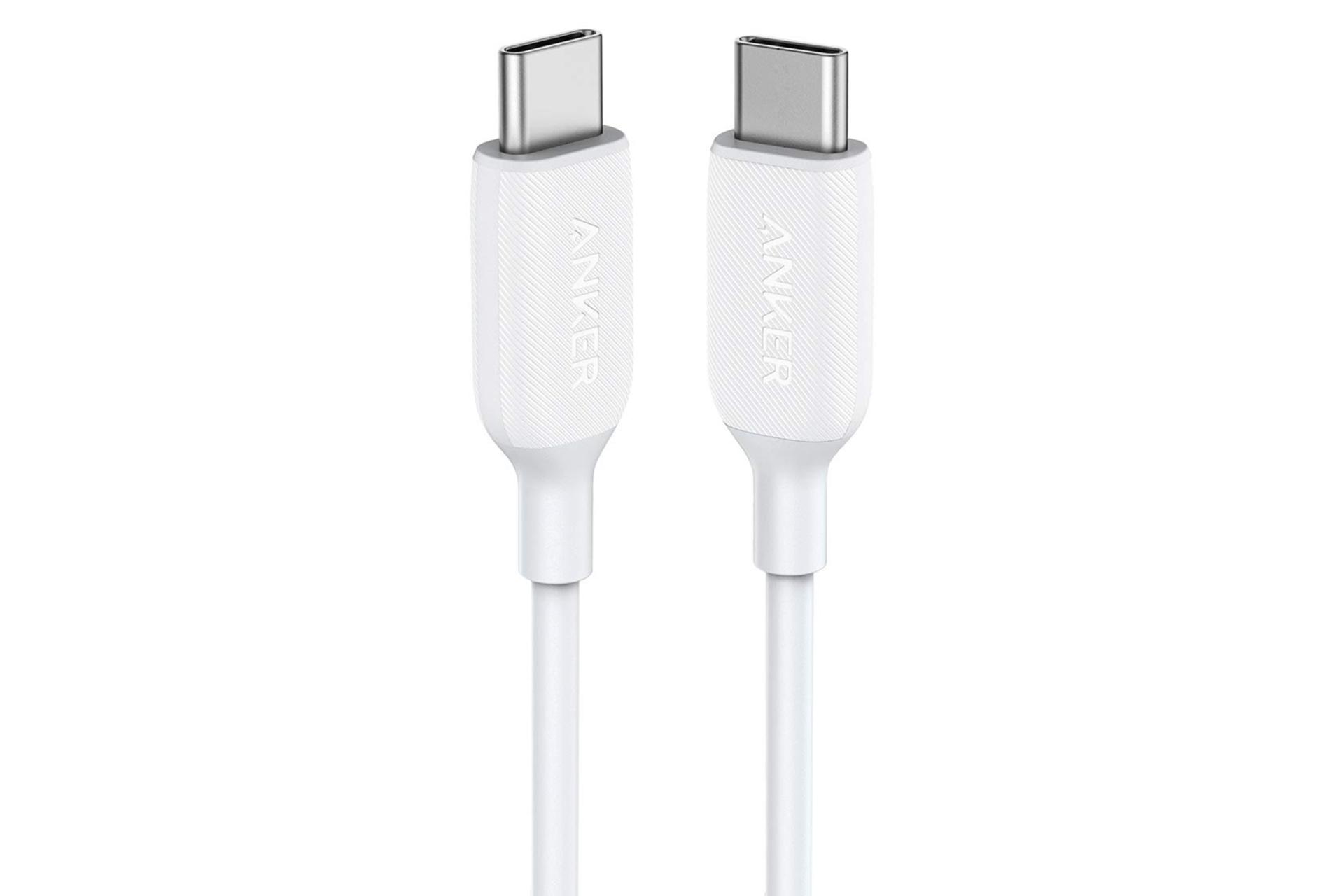 کابل شارژ USB انکر Type-C به Type-C مدل A8852 PowerLine III با طول 0.9 متر سفید