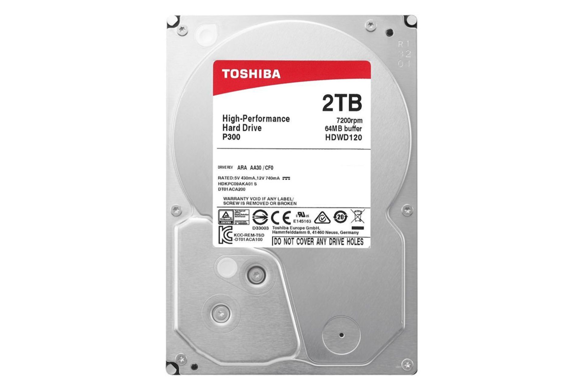 نمای جلو هارد دیسک توشیبا L200 HDWL120UZSVA ظرفیت 2 ترابایت