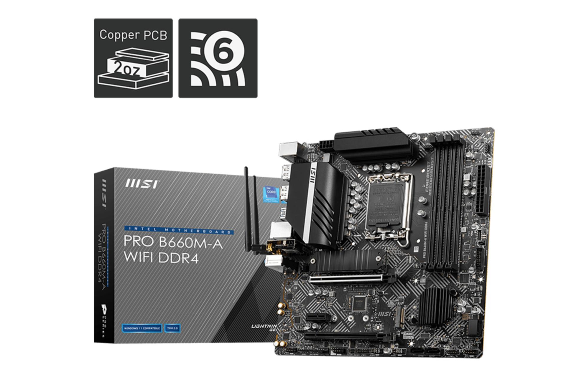 بسته‌بندی مادربرد ام اس آی MSI PRO B660M-A WIFI DDR4