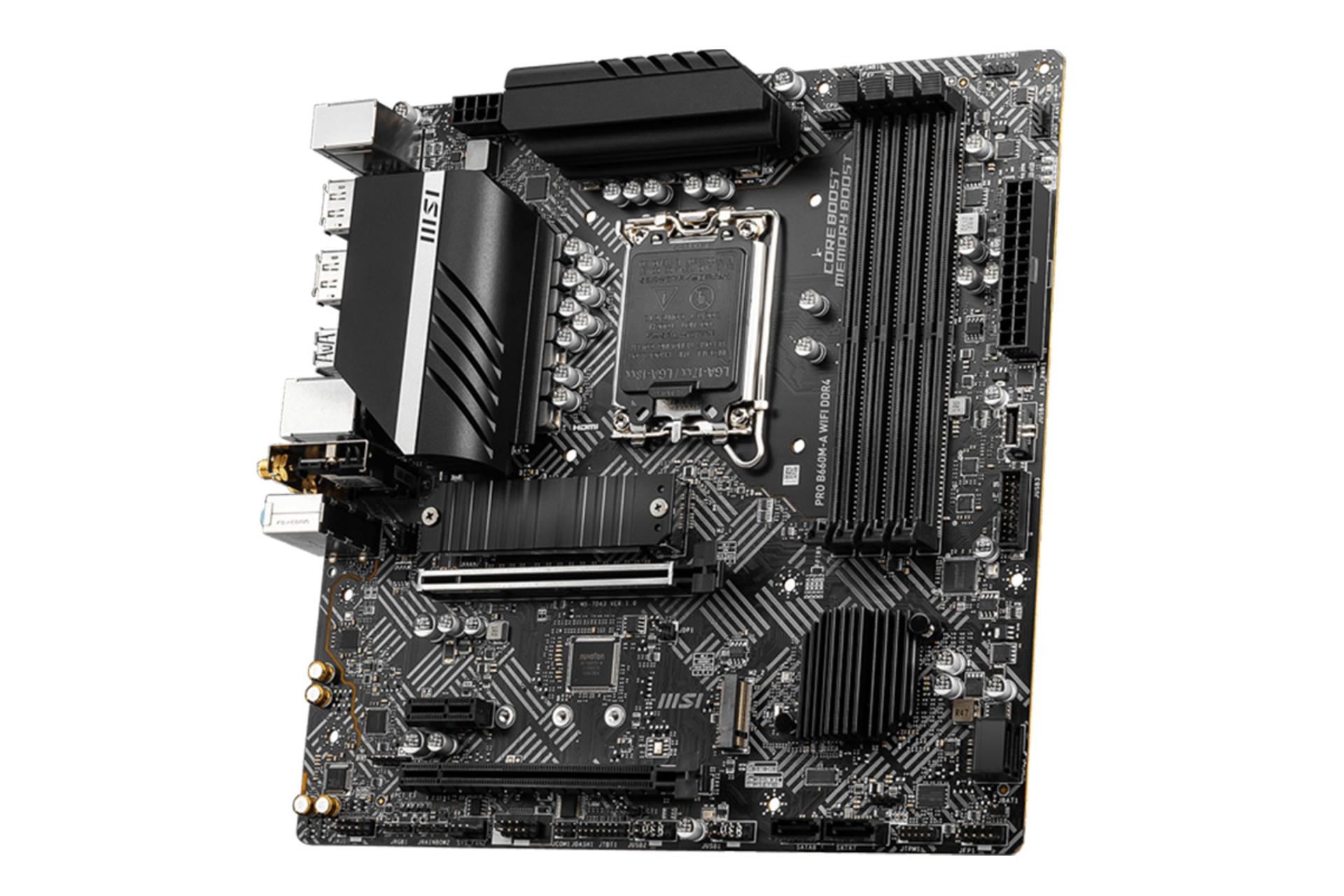 نمای کناری مادربرد ام اس آی MSI PRO B660M-A WIFI DDR4