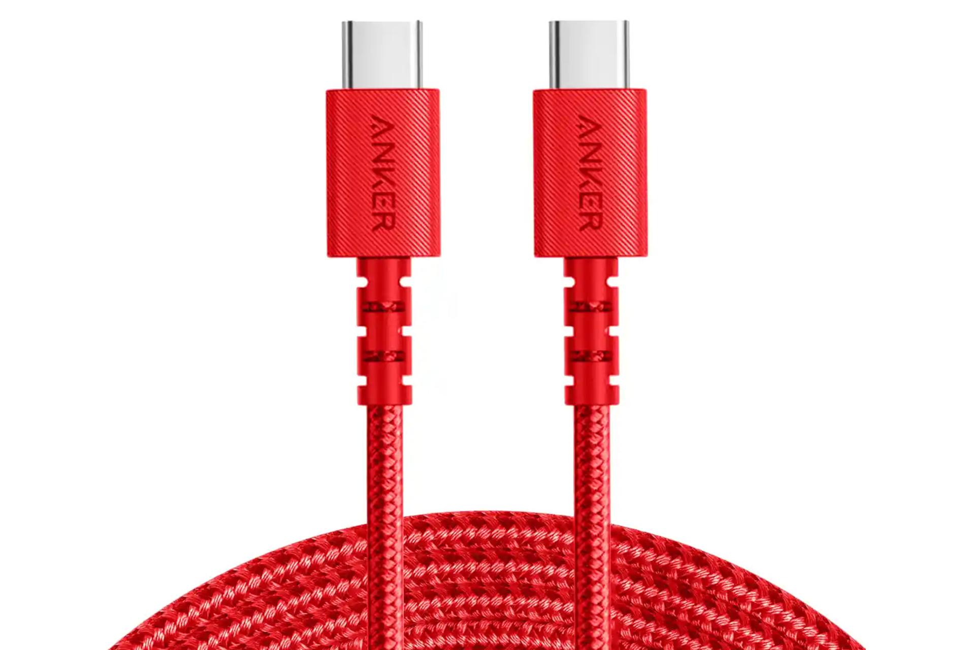 مرجع متخصصين ايران كابل شارژ USB انكر Type-C به Type-C مدل A8032 PowerLine+ Select با طول 0.9 متر قرمز