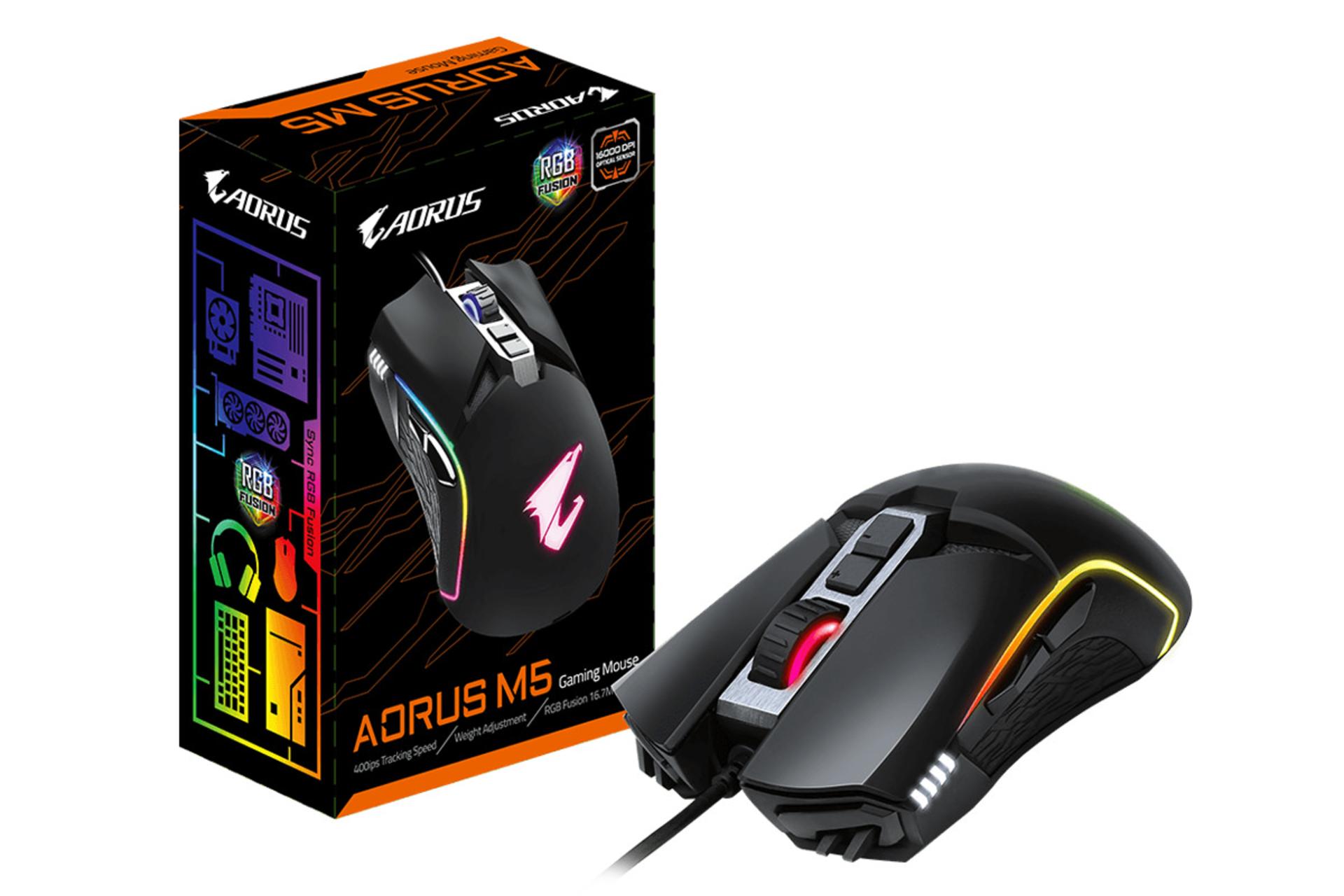 ماوس گیگابایت AORUS M5 همراه جعبه
