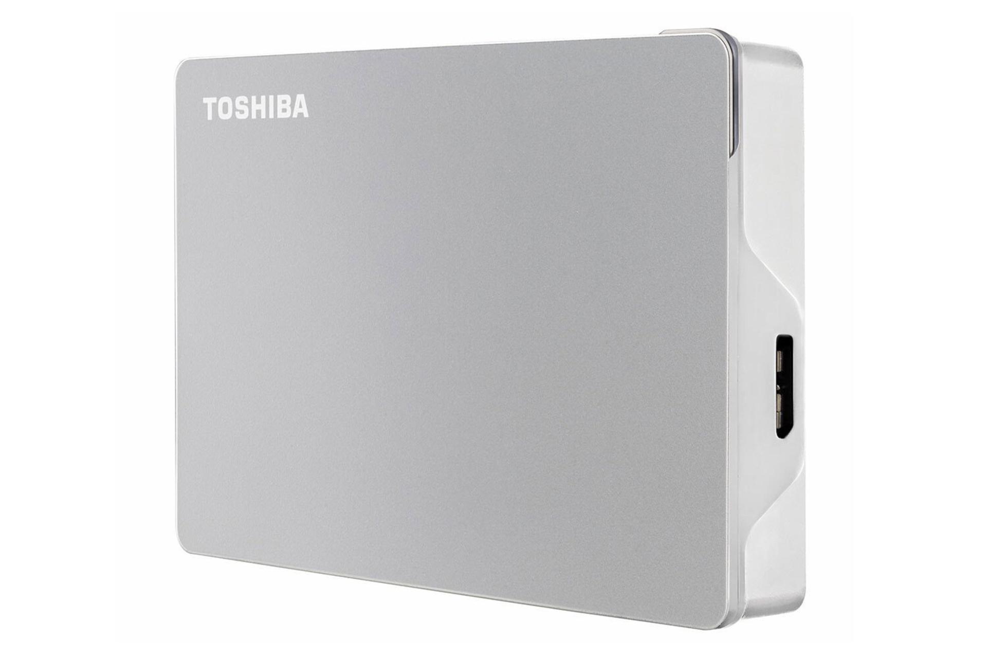نمای کناری هارد دیسک توشیبا Canvio Flex ظرفیت 1 ترابایت رنگ نقره ای