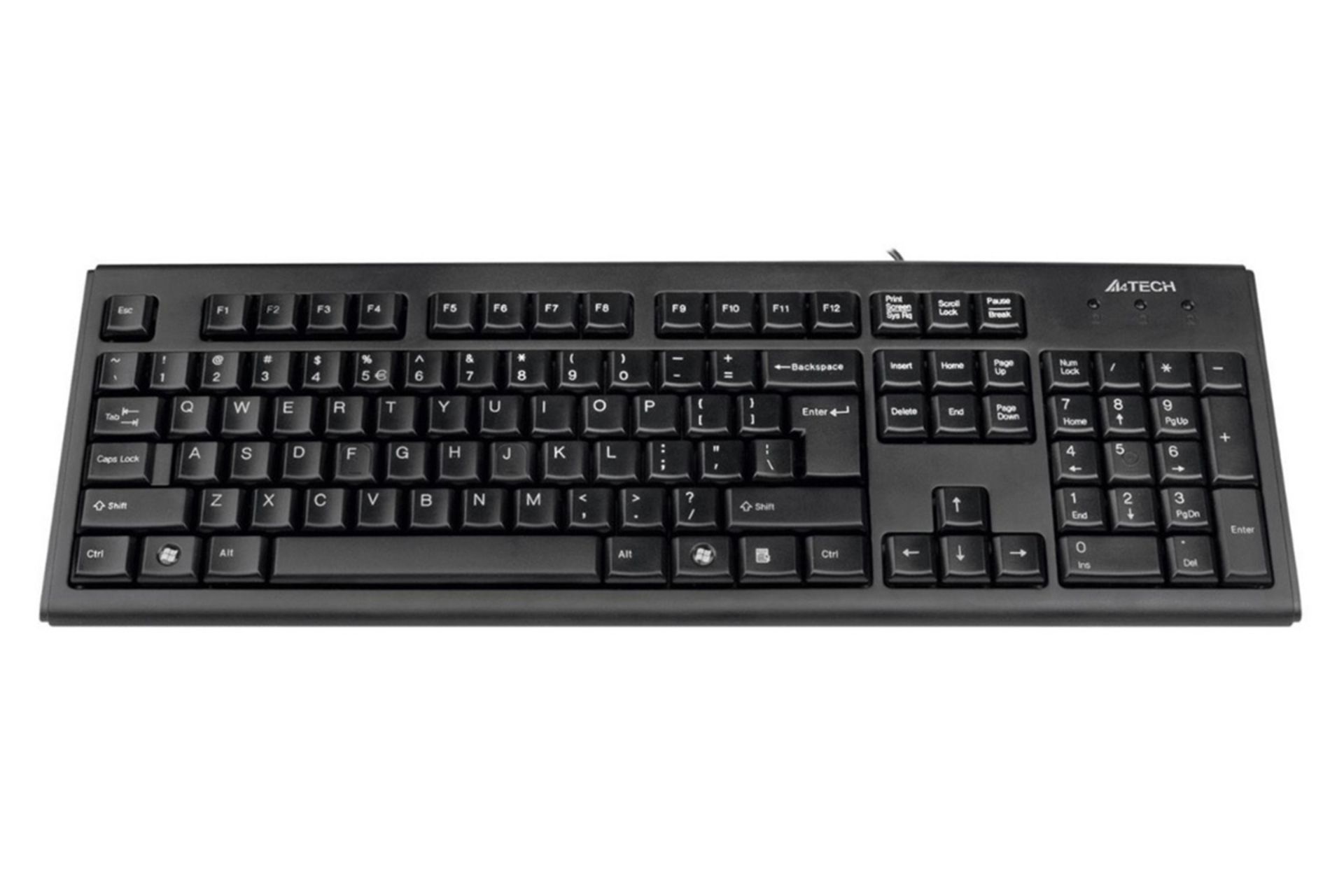 نمای بالا کیبورد ای فورتک KR83 رنگ مشکی