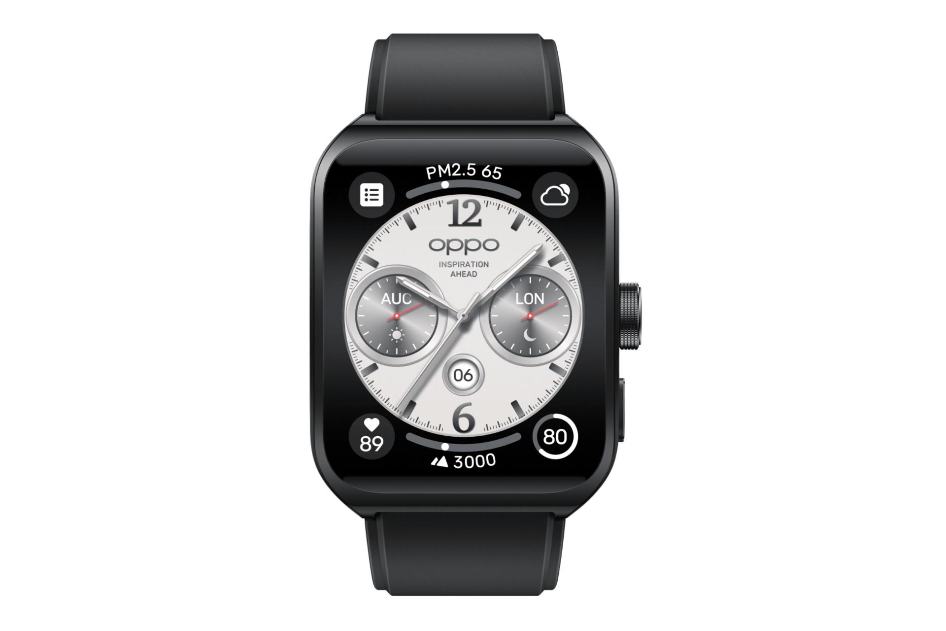 نمای روبرو ساعت هوشمند اوپو واچ 4 پرو / Oppo Watch 4 Pro مشکی