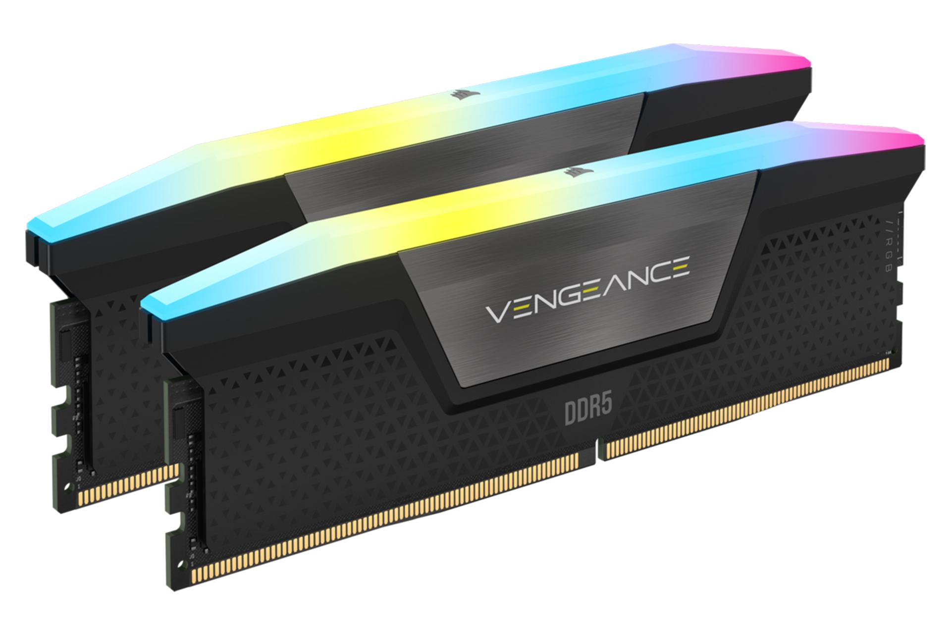 نمای کناری رنگ مشکی رم کورسیر Corsair VENGEANCE RGB 32GB (2x16) DDR5-6000 CL40