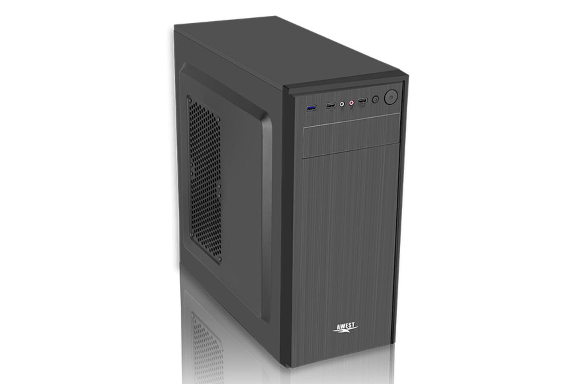 نمای نیم رخ جلو، بالا و سمت چپ کیس کامپیوتر اوست Henza