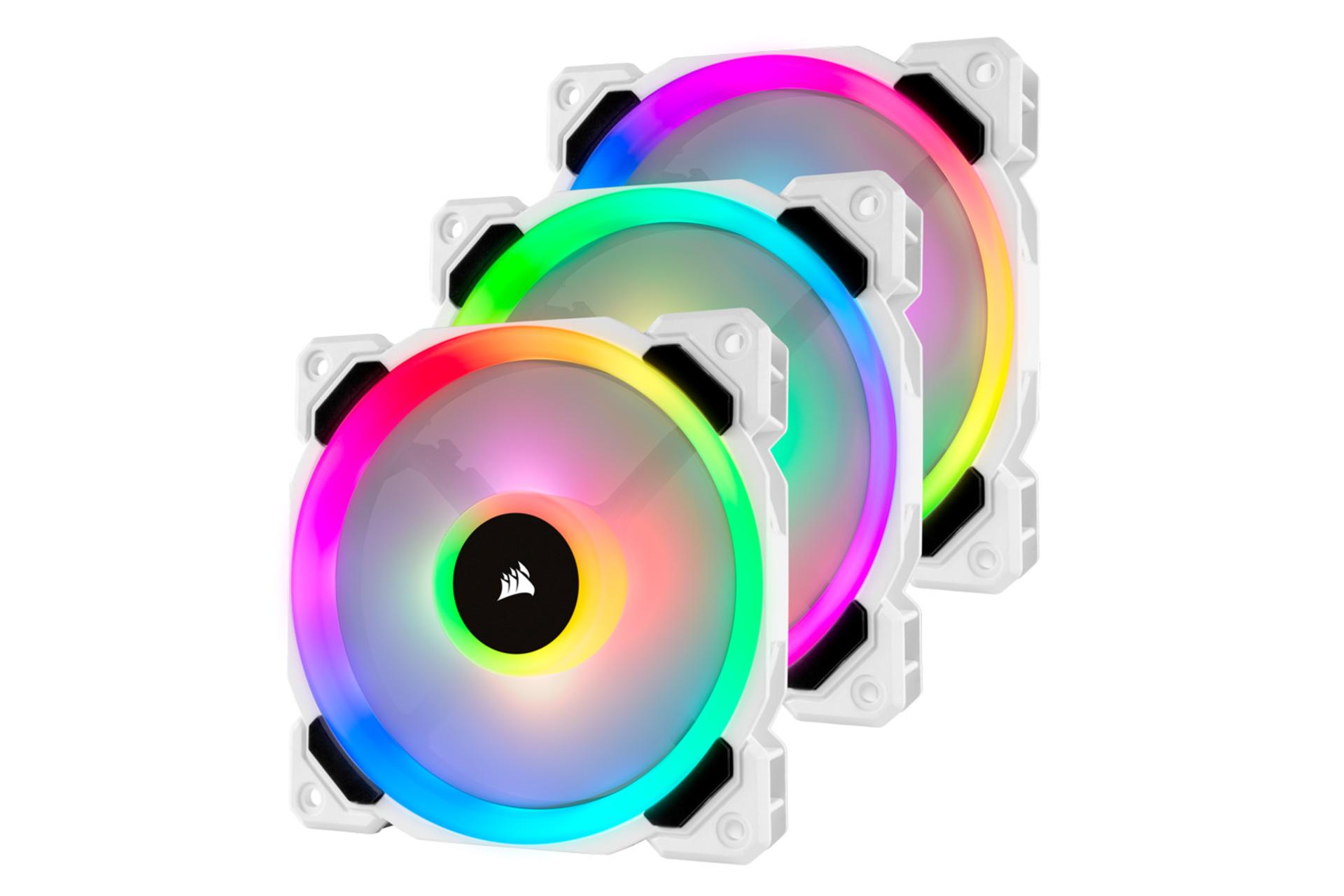 فن کیس کورسیر LL120 RGB بسته 3 عددی سفید