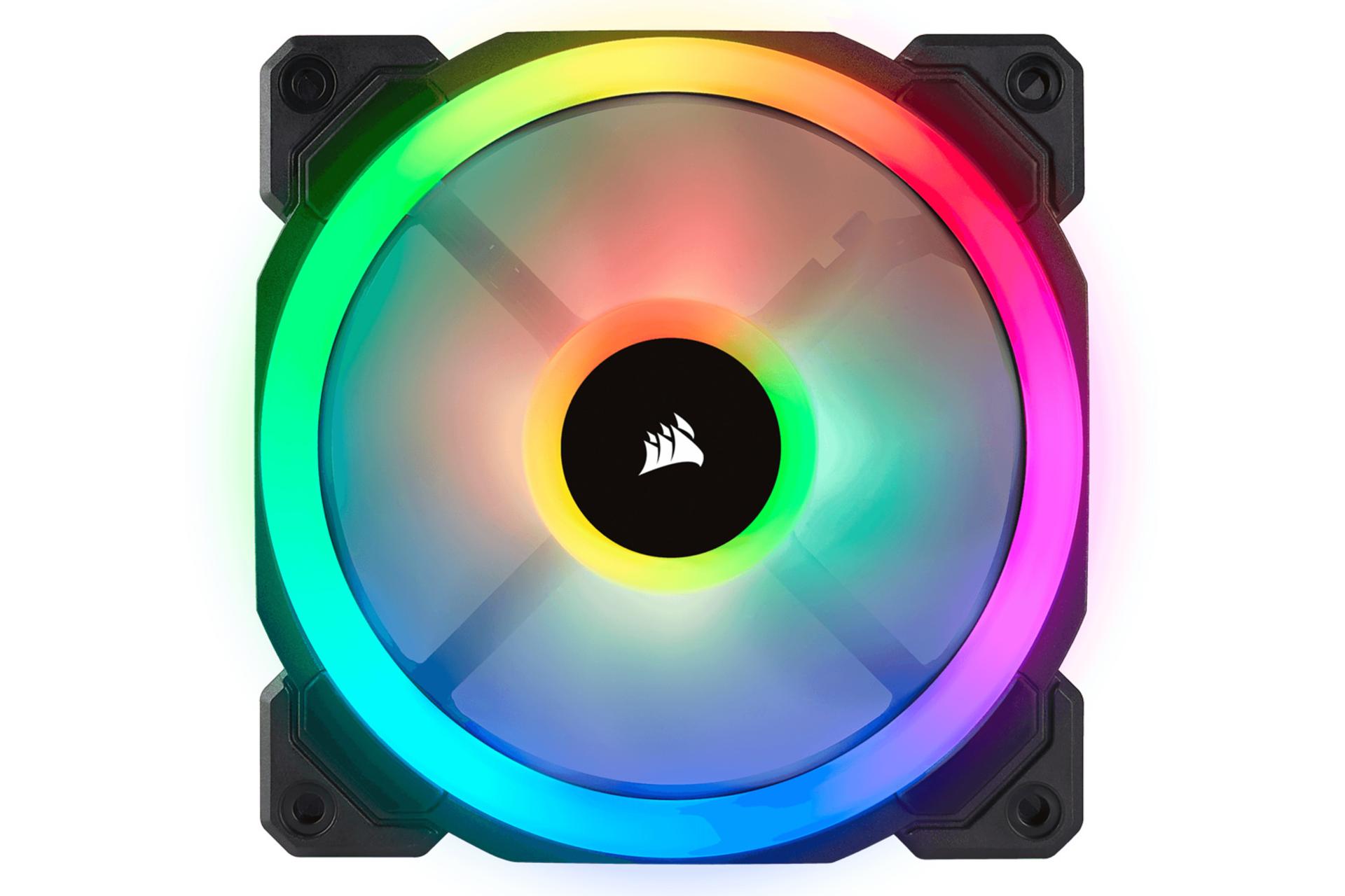 فن کیس کورسیر LL120 RGB مشکی نمای روبرو