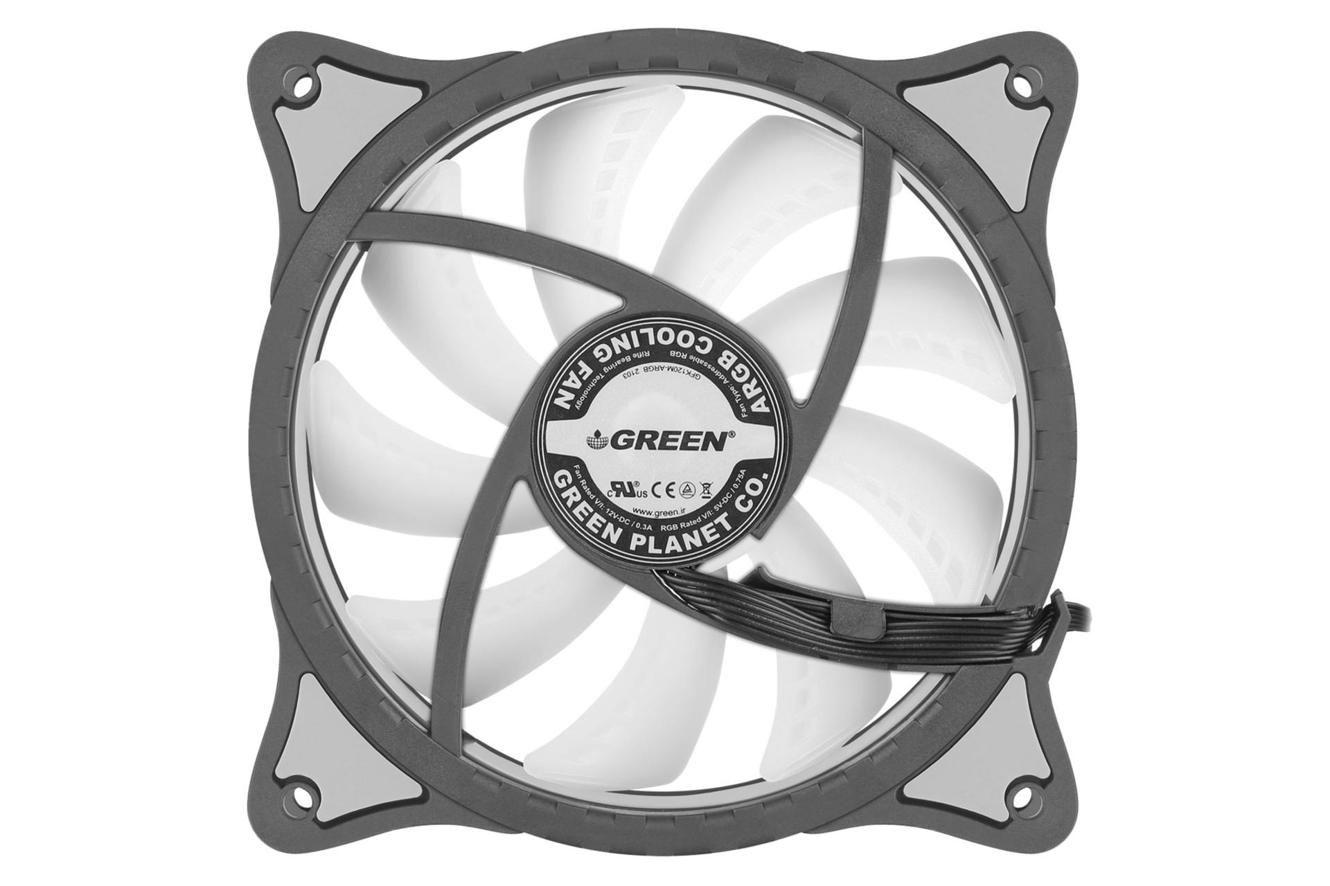 نمای پشت فن کیس گرین HURACAN FAN GFK120M-ARGB