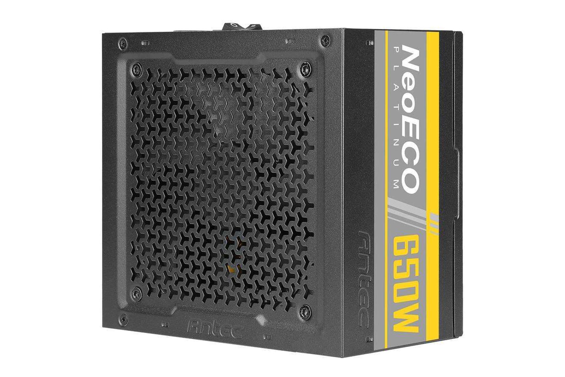 پاور کامپیوتر انتک NeoECO Platinum NE650 با توان 650 وات نمای ایستاده