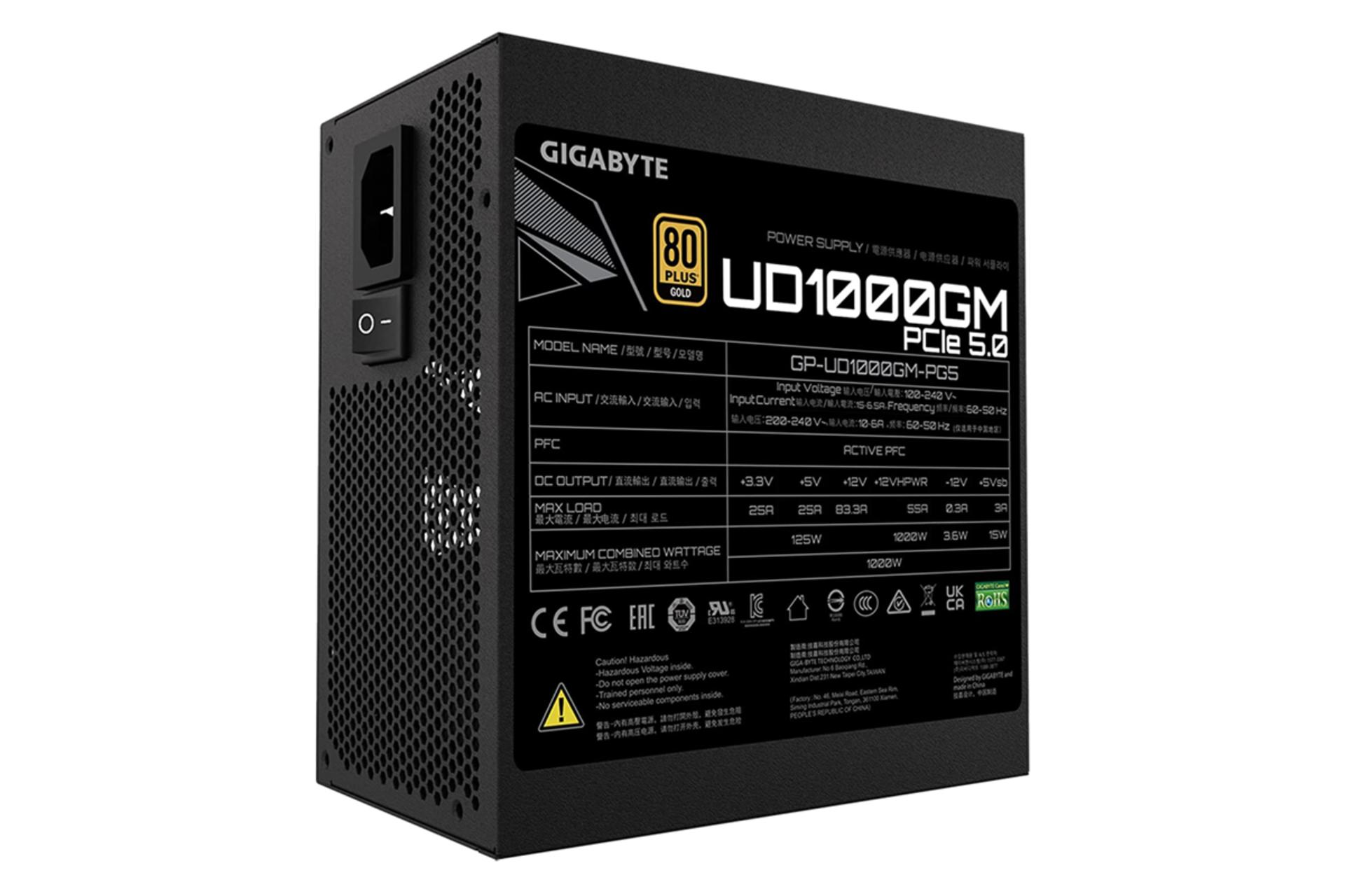 توان پاور کامپیوتر گیگابایت GIGABYTE GP-UD1000GM با توان 1000 وات