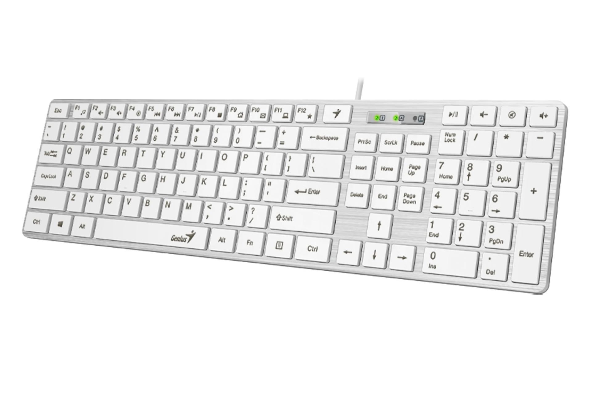 نمای راست کیبورد جنیوس Genius SlimStar 126 سفید