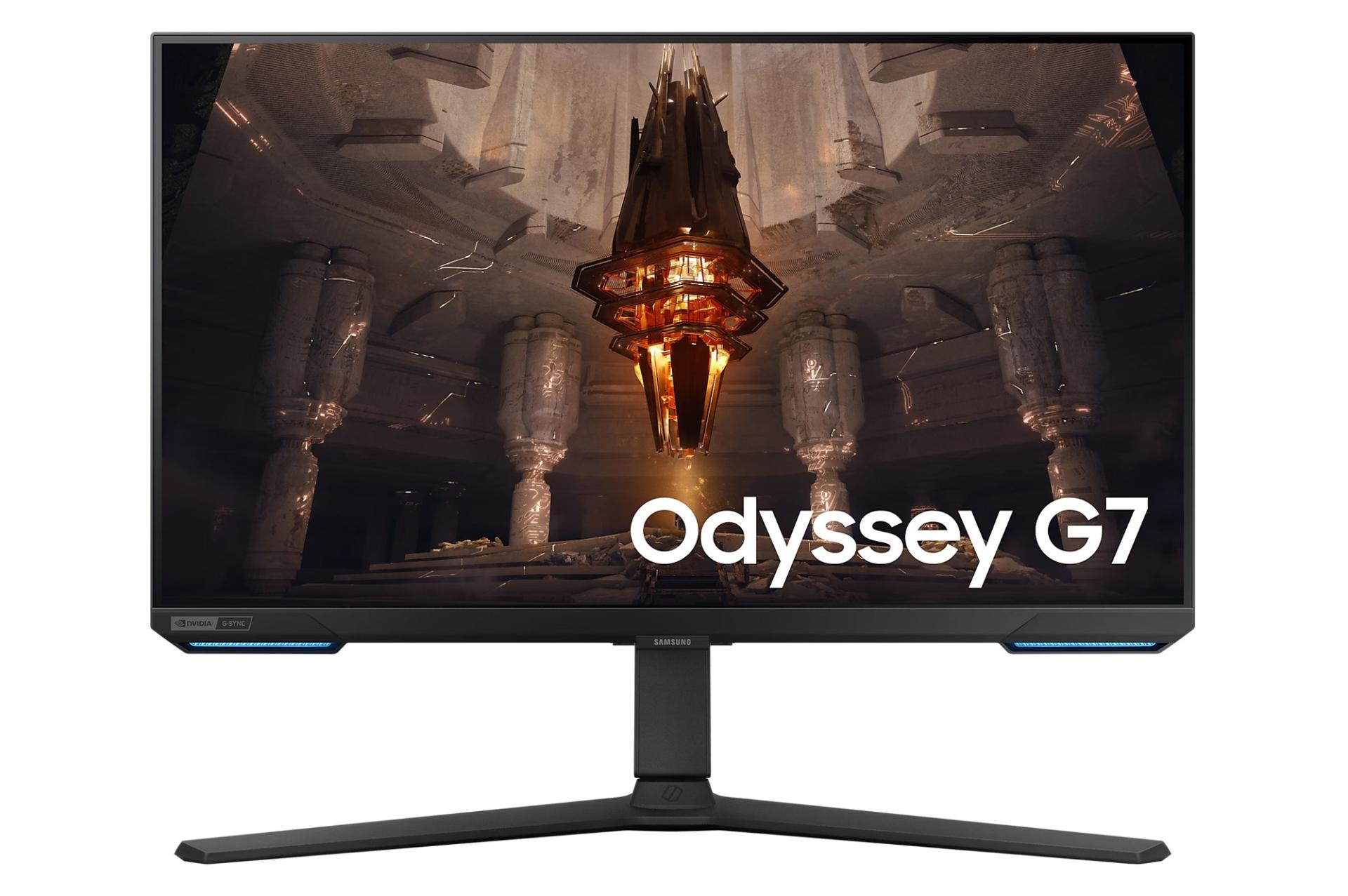 مرجع متخصصين ايران مانيتور سامسونگ 28 اينچ مدل Odyssey G7 LS28BG702EMXUE نماي جلو