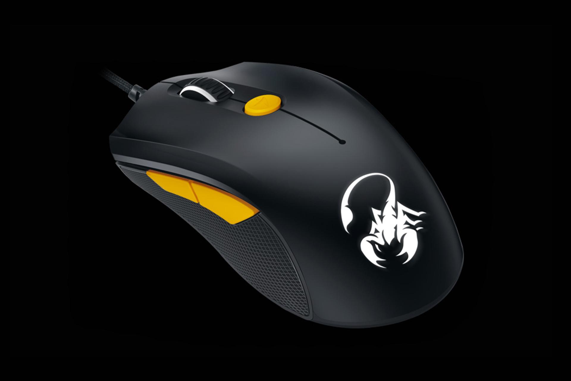 ماوس جنیوس Scorpion M6-600 مشکی با کلید کناری نارنجی
