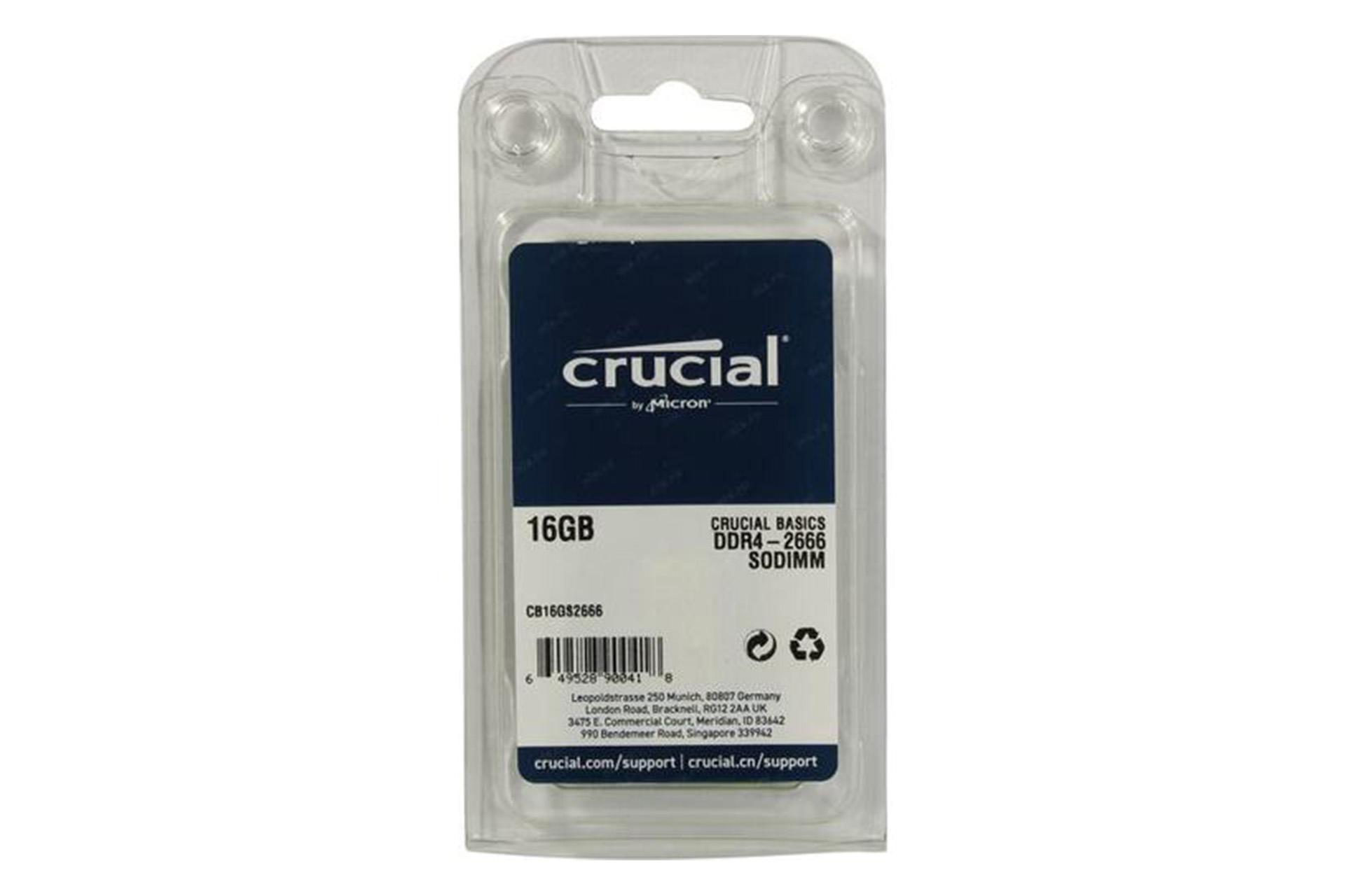 رم کروشیال CB16GS2666 ظرفیت 16 گیگابایت از نوع DDR4-2666 بسته بندی