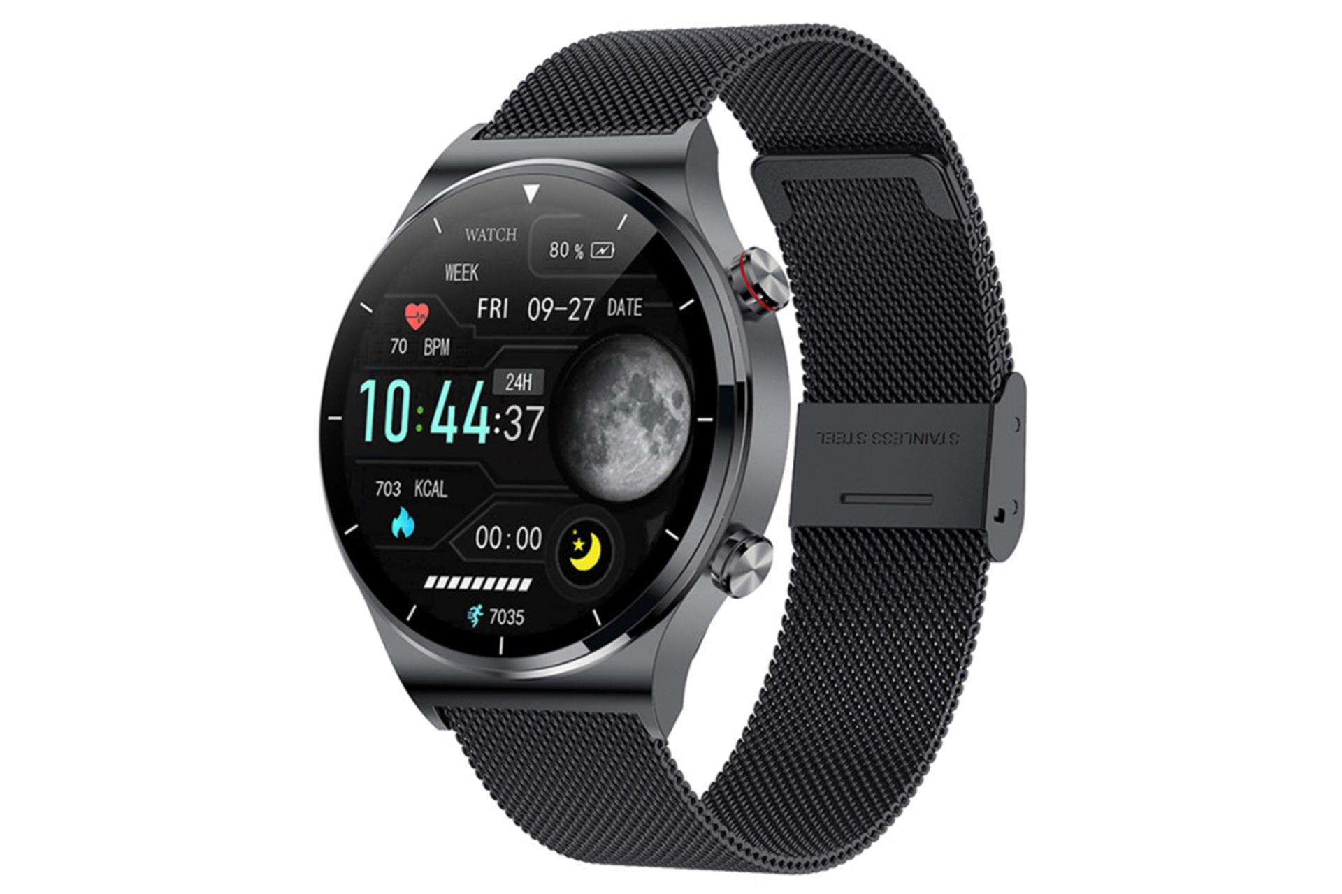 نمای نیمرخ ساعت هوشمند پرووان PWS05 رنگ مشکی