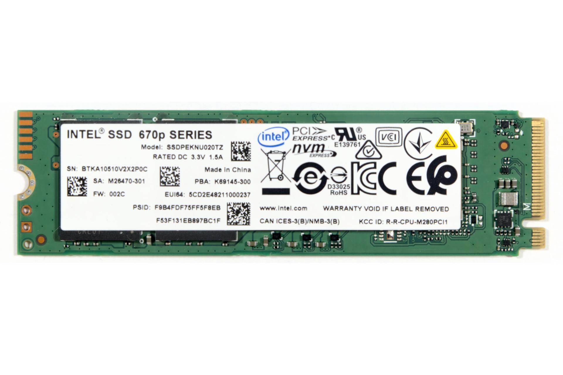 نمای روبرو SSD اینتل 670P NVMe M.2