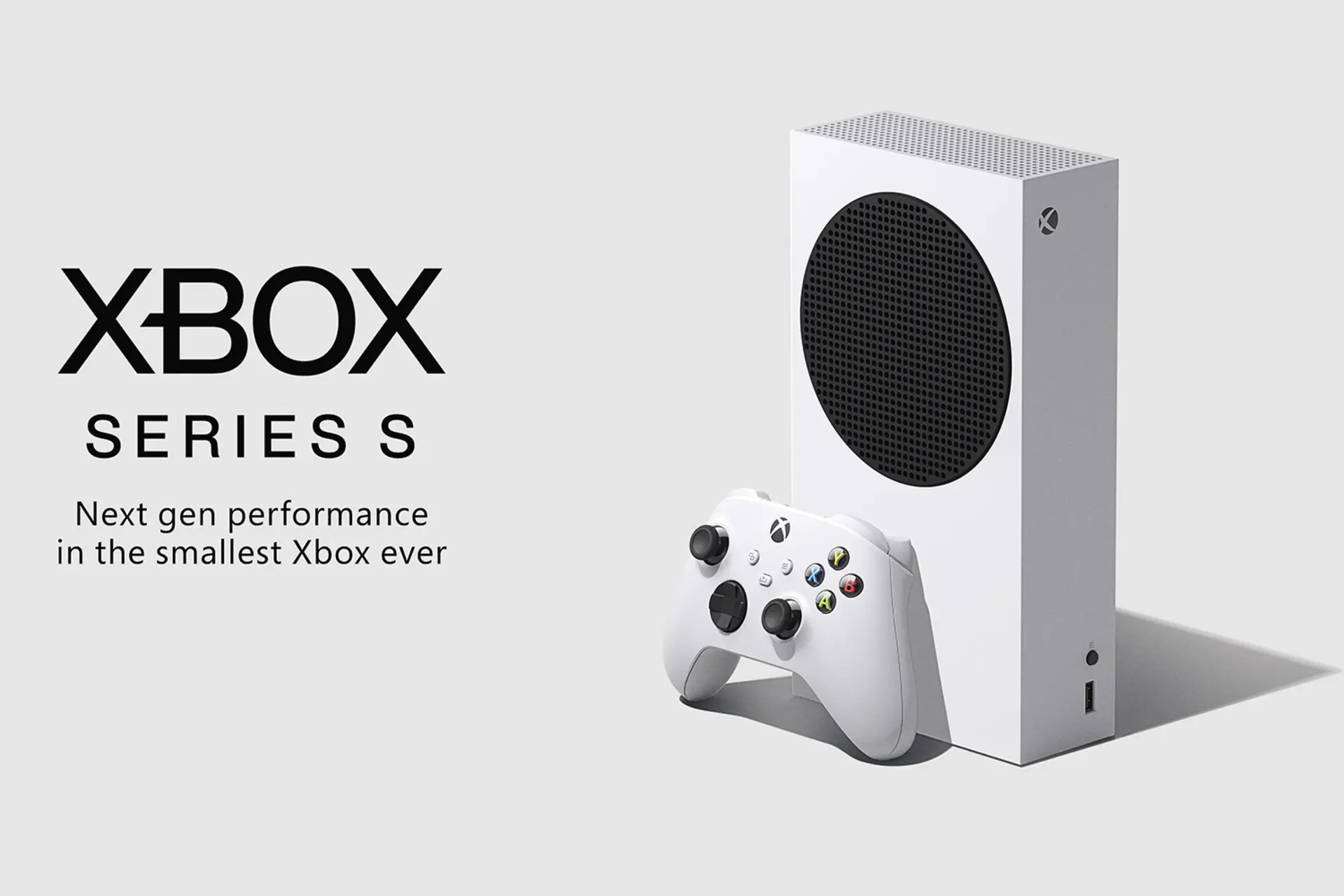 مرجع متخصصين ايران Xbox Series S / ايكس باكس سري اس نماي بغل با دسته لوگوي ايكس باكس