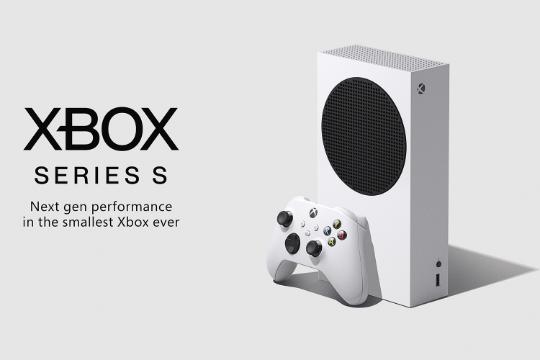 Xbox Series S / ایکس باکس سری اس نمای بغل با دسته لوگوی ایکس باکس