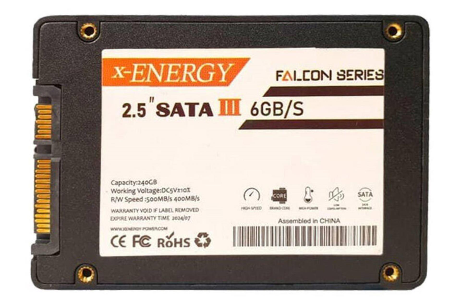 نمای پشت SSD ایکس انرژی FALCON SATA 2.5 Inch ظرفیت 240 گیگابایت