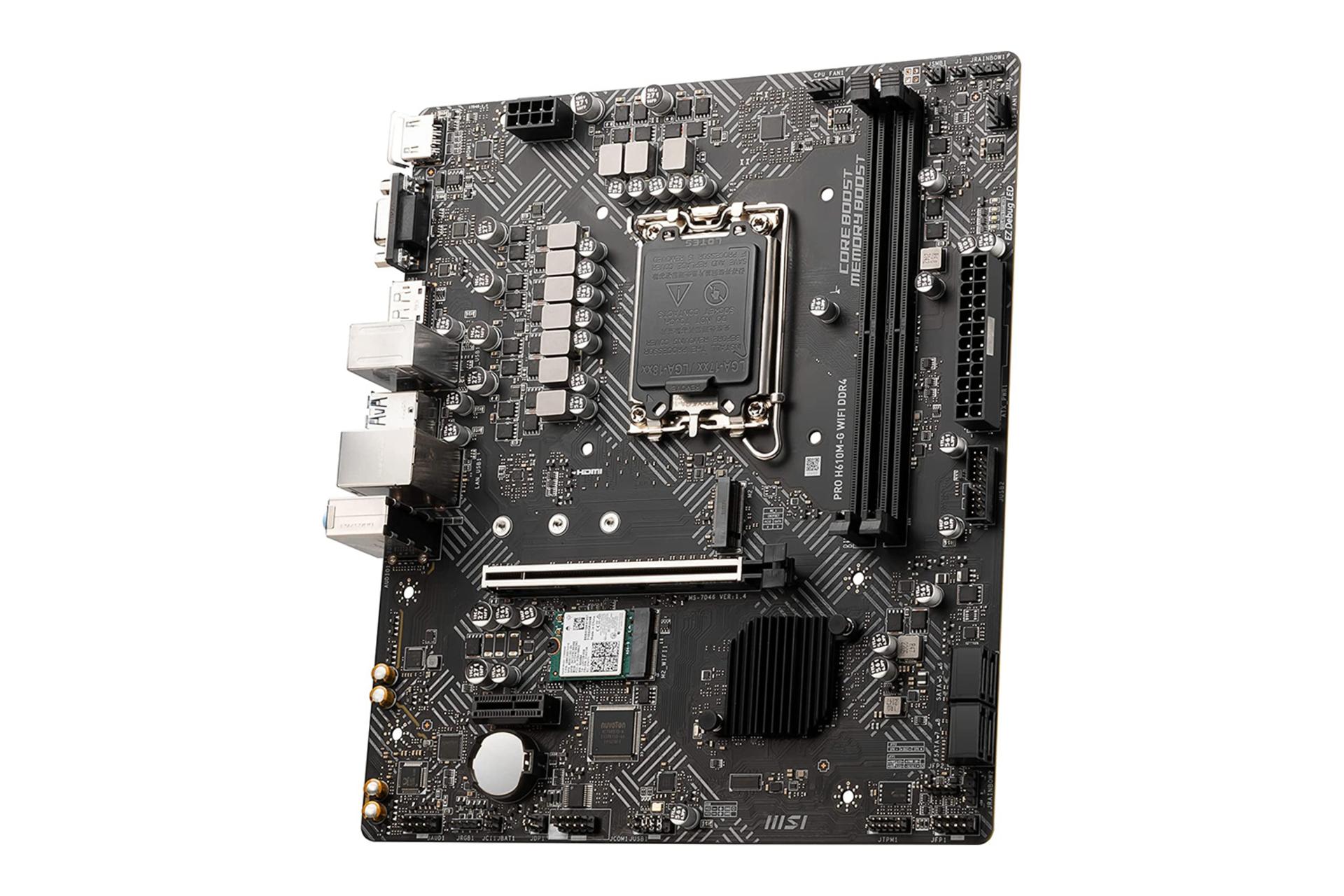نمای کناری مادربرد ام اس آی MSI PRO H610M-G WIFI DDR4