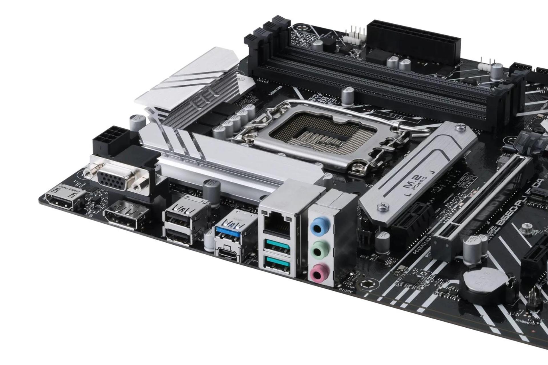 نمای نزدیک درگاه‌ های پشتی مادربرد ایسوس ASUS PRIME B660-PLUS D4