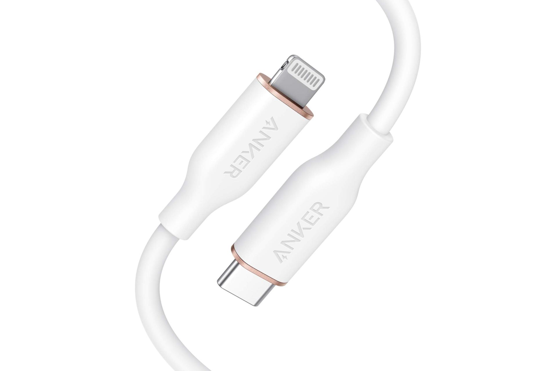 کابل شارژ USB انکر Type-C به Lightning مدل A8662 PowerLine III Flow با طول 0.9 متر سفید