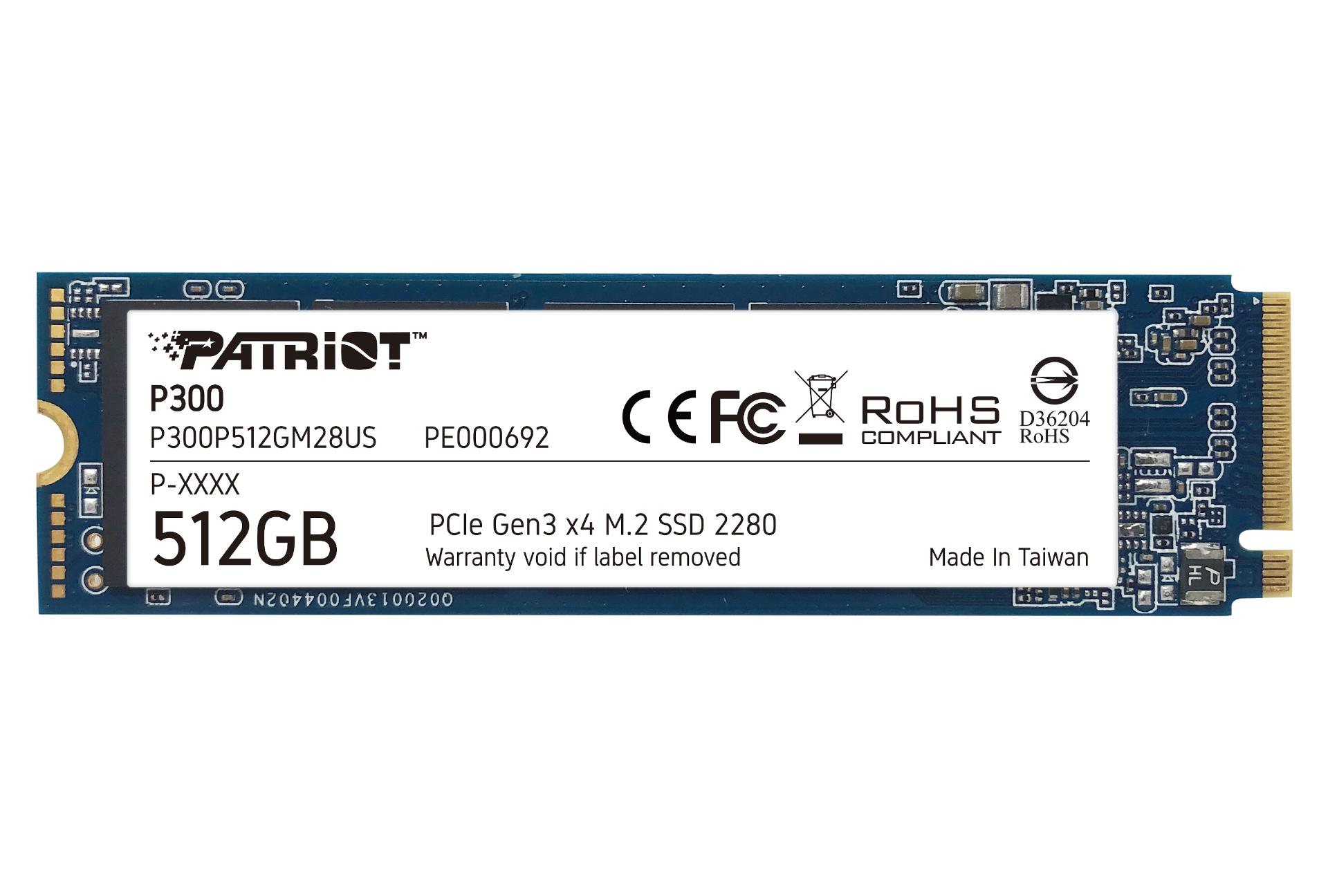 نمای روبرو SSD پتریوت Patriot P300 NVMe M.2 512GB ظرفیت 512 گیگابایت