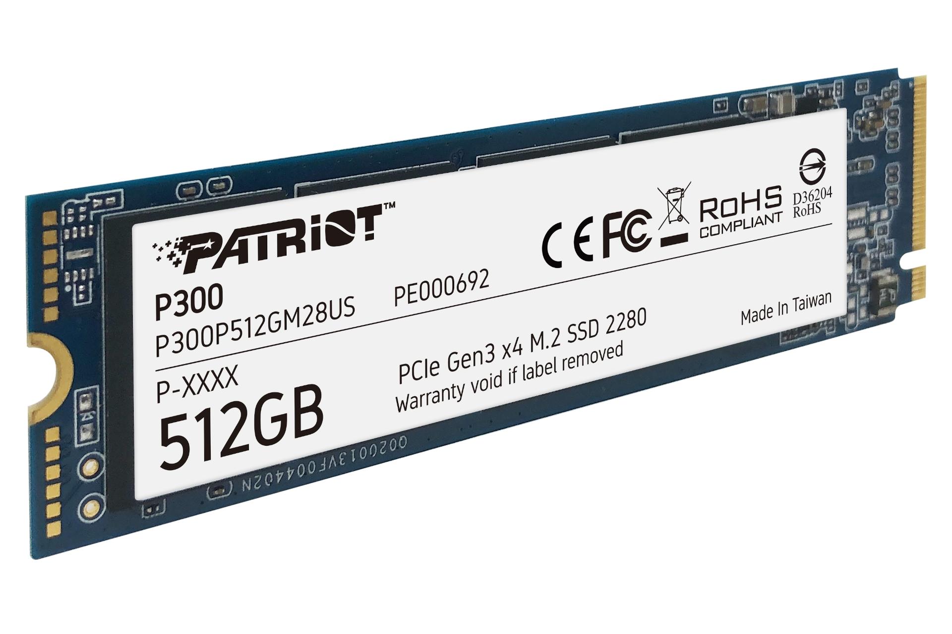 نمای چپ SSD پتریوت Patriot P300 NVMe M.2 512GB ظرفیت 512 گیگابایت