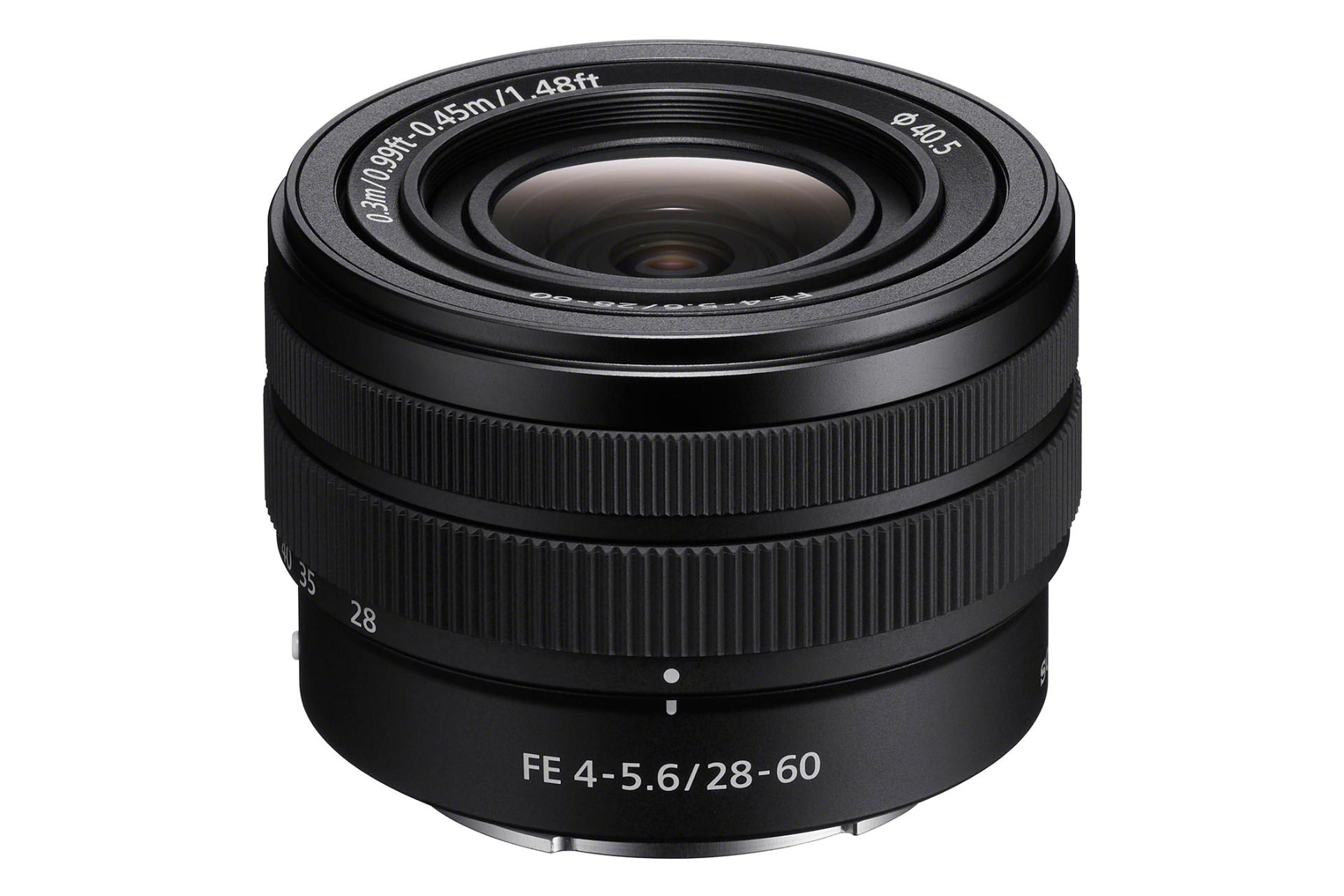 نمای بدنه و شیشه جلویی لنز سونی FE 28-60mm F4-5.6