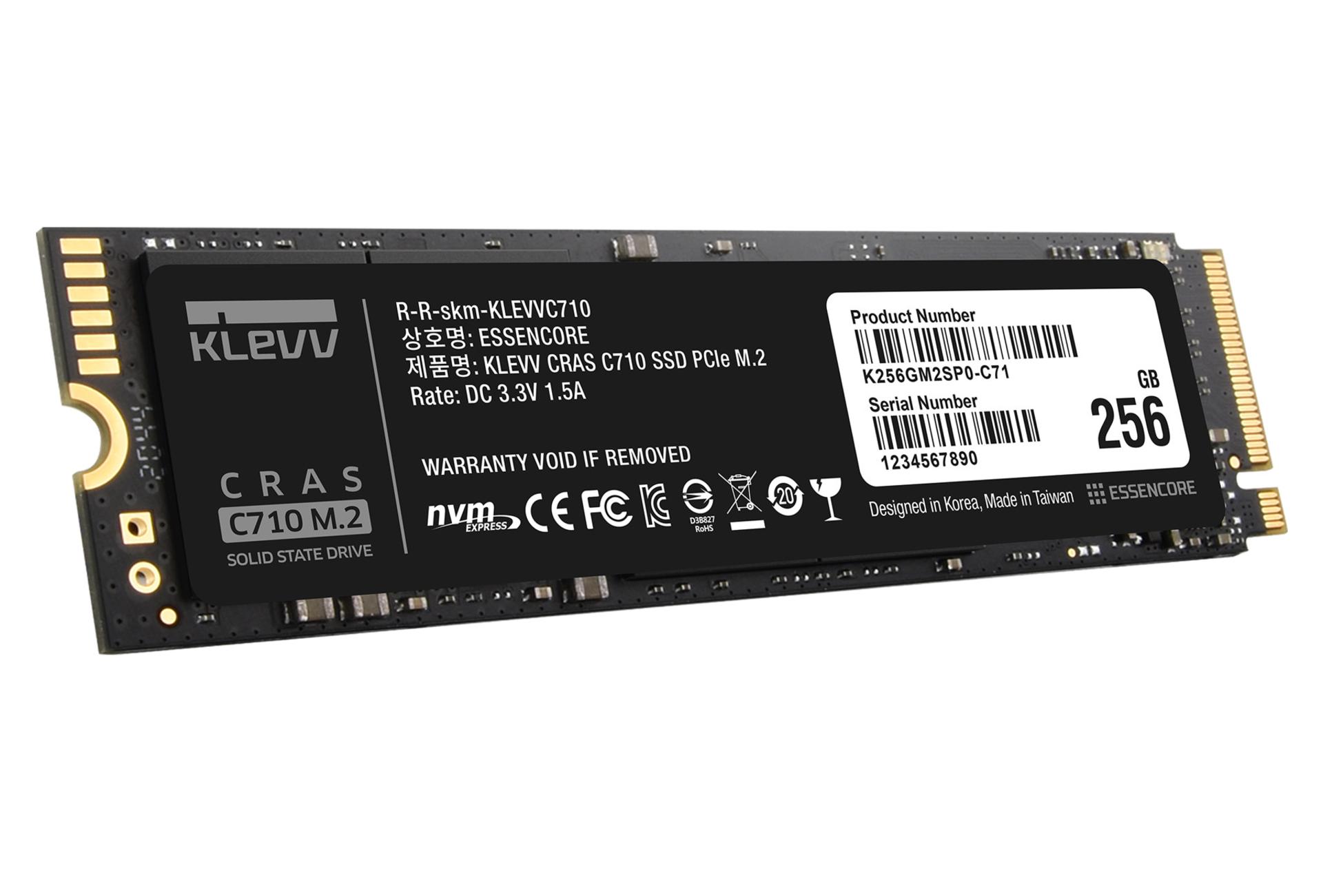 نمای جانبی SSD کلو CRAS C710 NVMe M.2 ظرفیت 256 گیگابایت