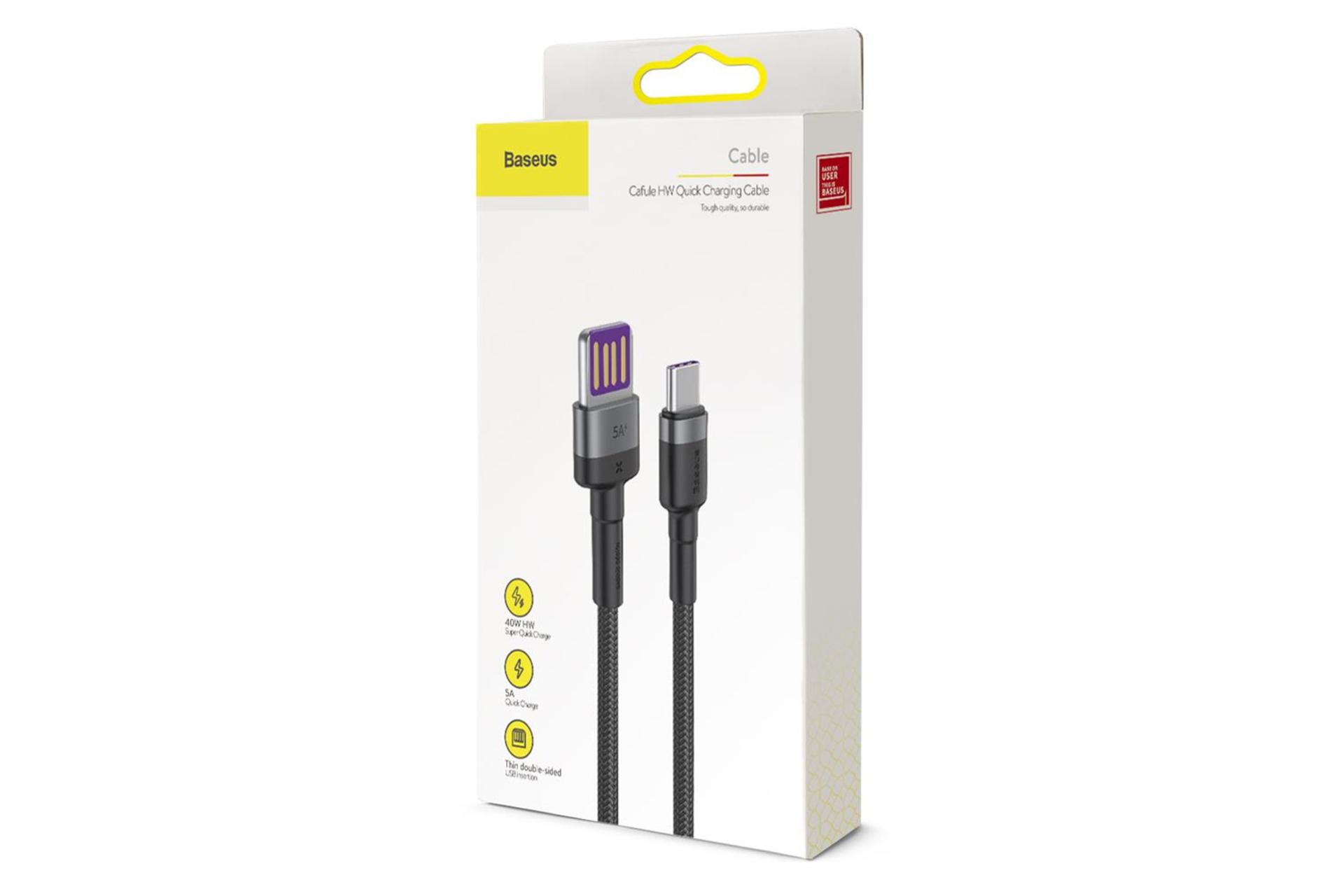 جعبه کابل شارژ USB باسئوس USB به Type-C مدل Cafule HW QC با طول 1 متر