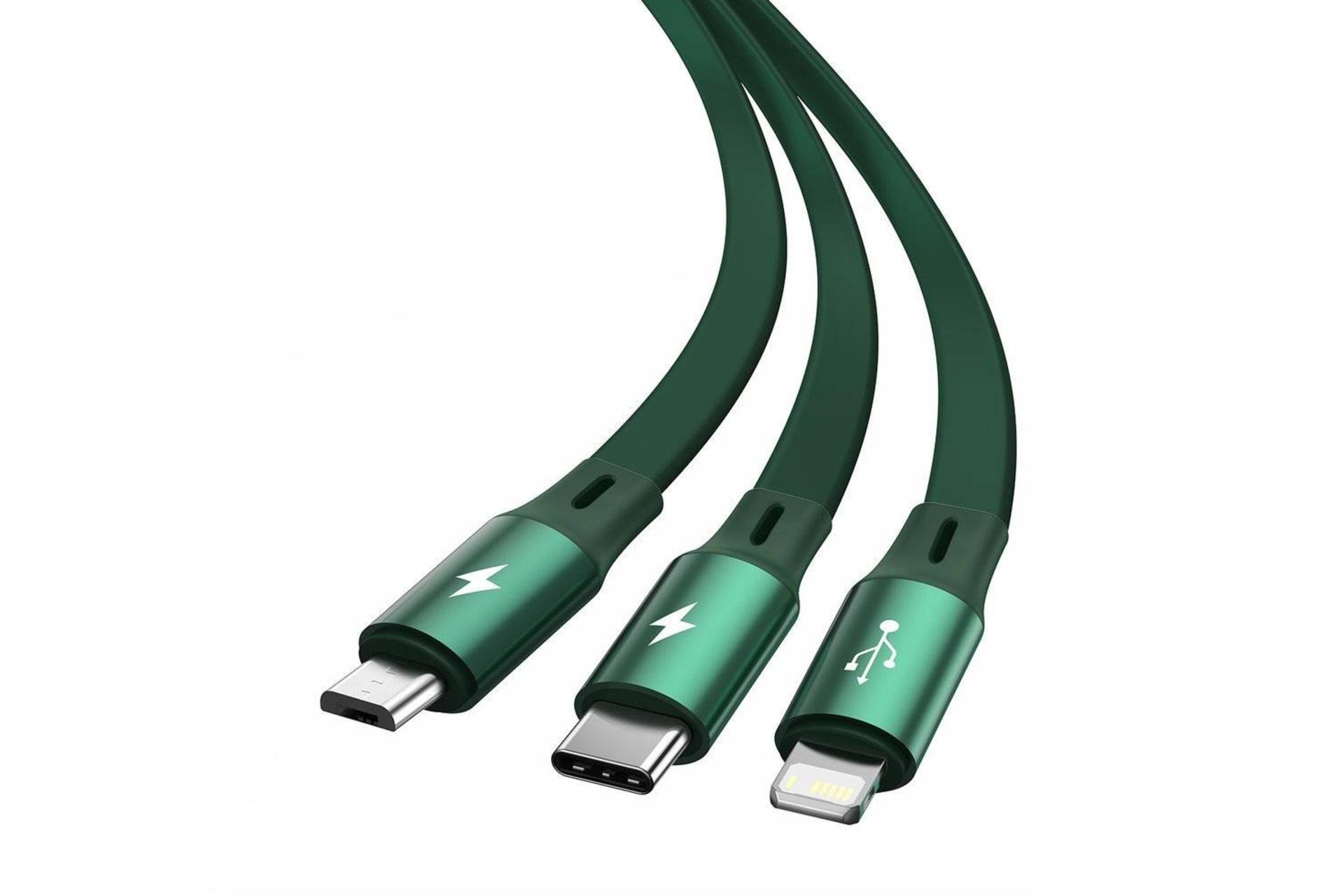 کانکتور کابل شارژ USB باسئوس Type-C به Type-C+Micro-USB+Lightning مدل Bright Mirror با طول 1.2 متر