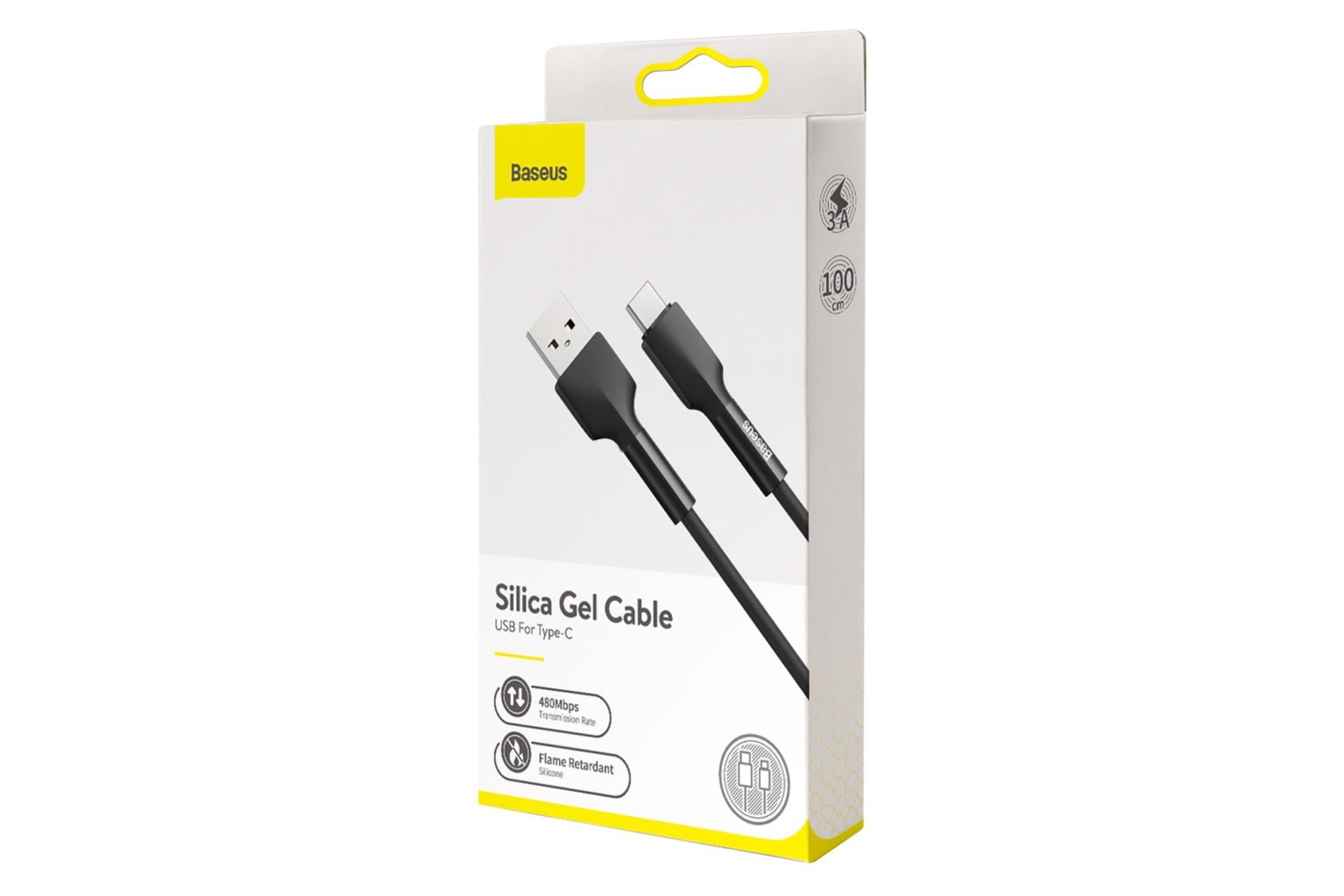 جعبه کابل شارژ USB باسئوس USB به Type-C مدل Silica Gel با طول 1 متر