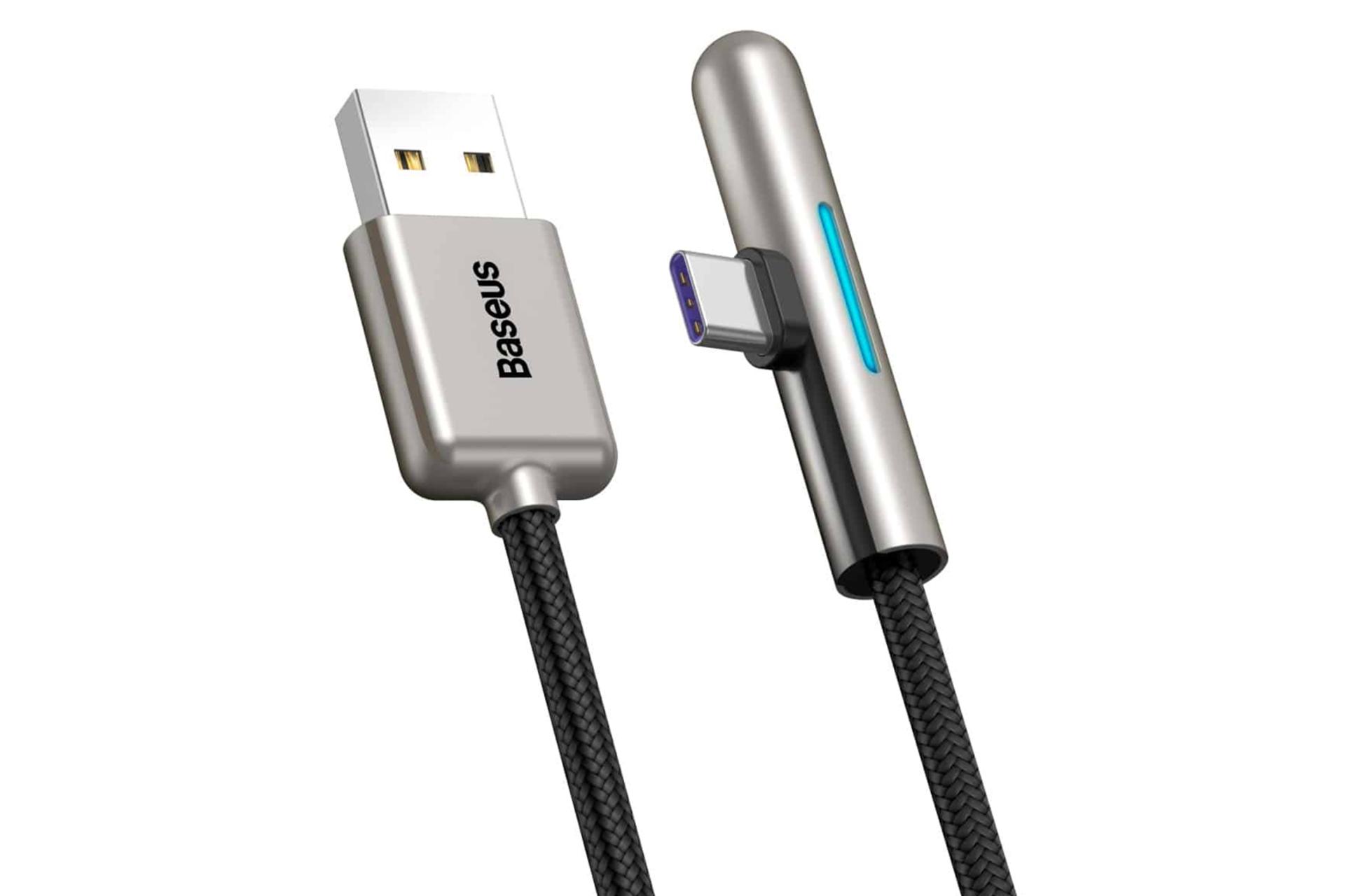 کانکتور کابل شارژ USB باسئوس USB به Type-C مدل Iridescent Lamp HW با طول 1 متر