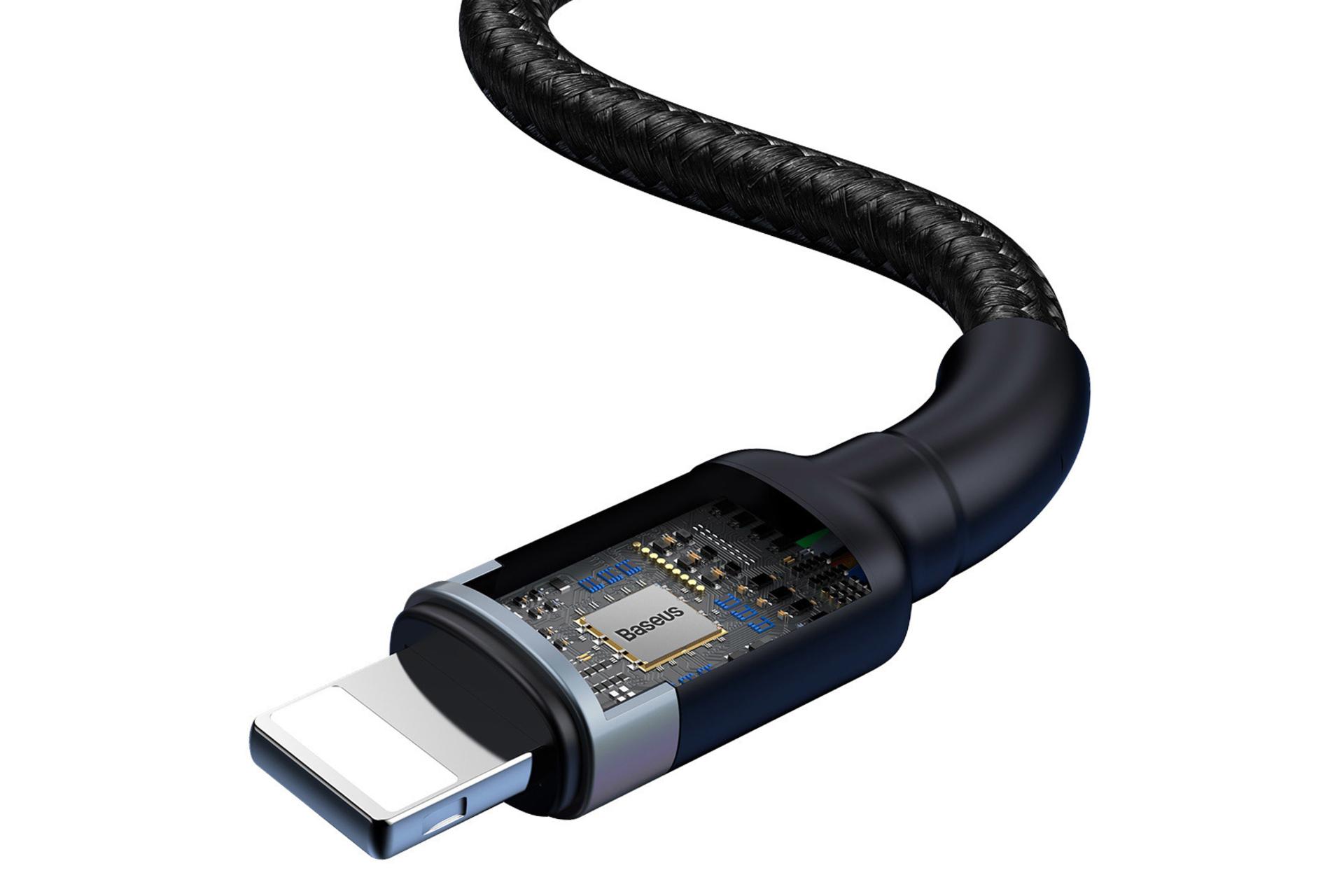 کانکتور کابل شارژ USB باسئوس USB+Type-C به Lightning مدل Cafule 2-in-1 با طول 1.2 متر