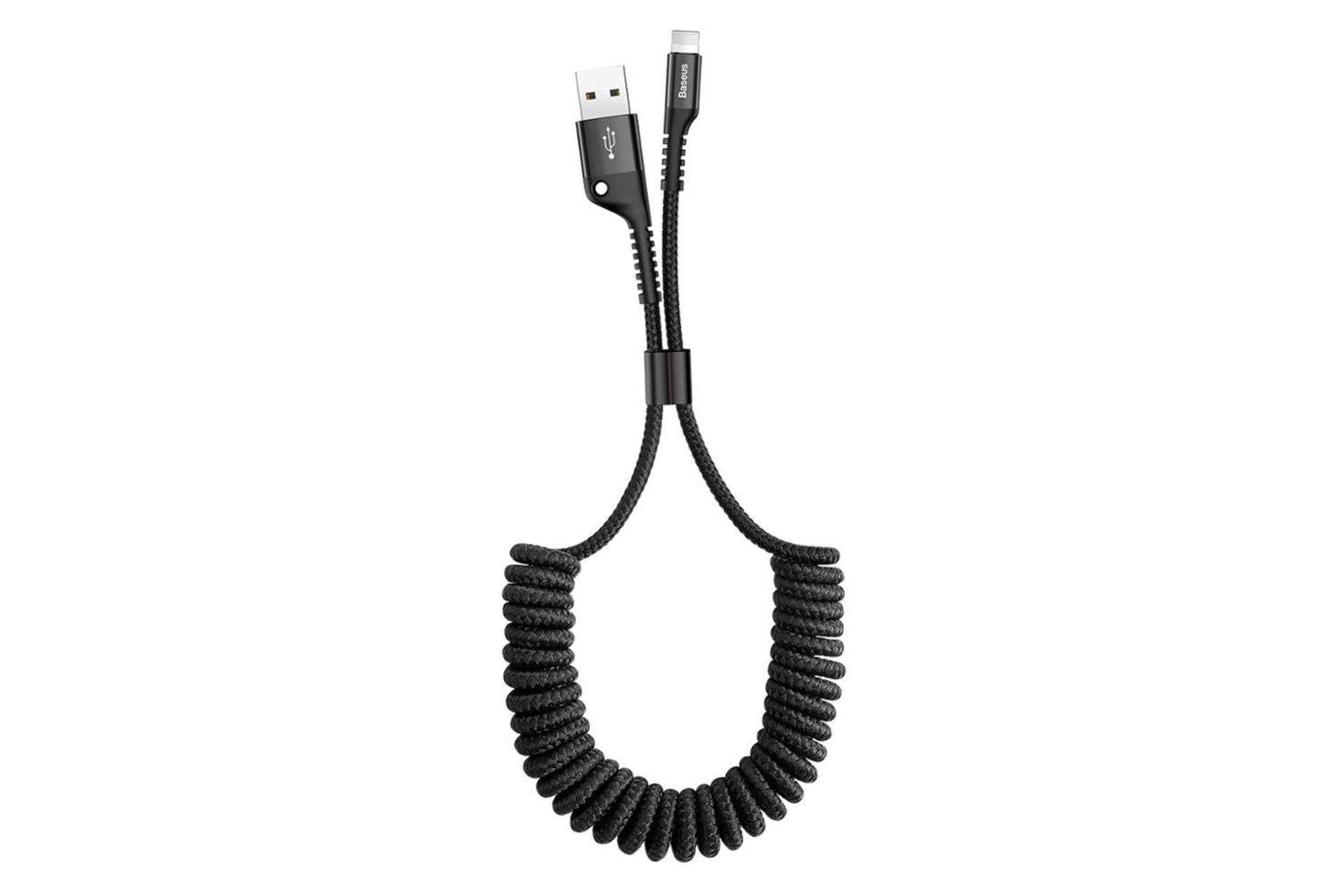 کابل شارژ USB باسئوس USB به Lightning مدل Fish Eye Spring با طول 1 متر مشکی