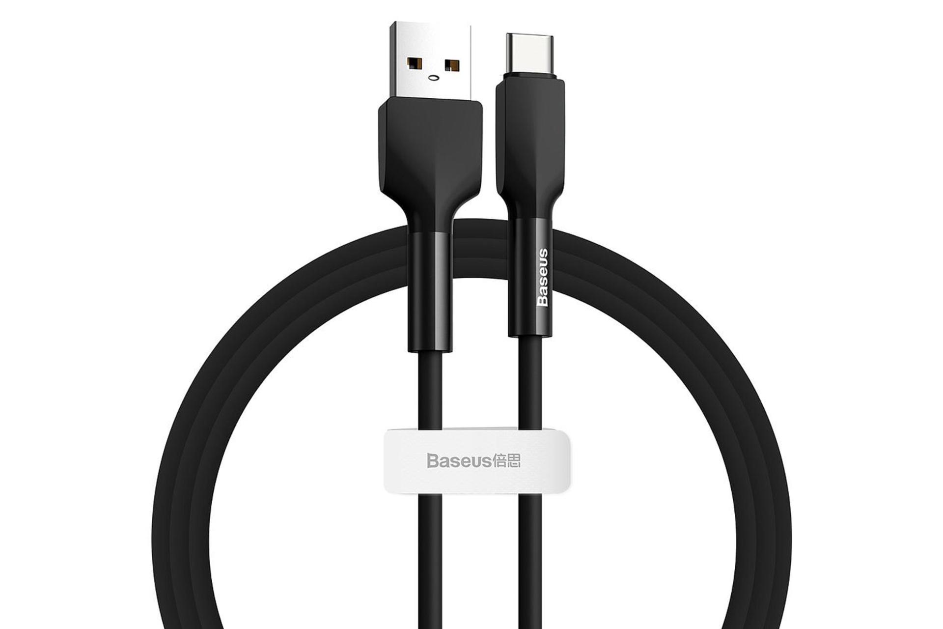 کابل شارژ USB باسئوس USB به Type-C مدل Silica Gel با طول 1 متر مشکی