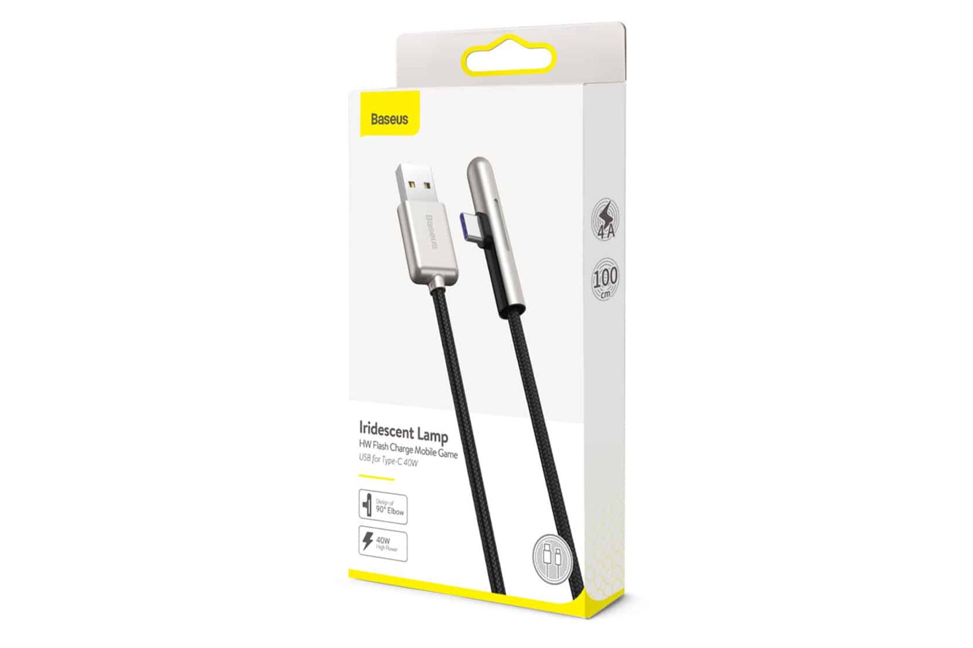 جعبه کابل شارژ USB باسئوس USB به Type-C مدل Iridescent Lamp HW با طول 1 متر