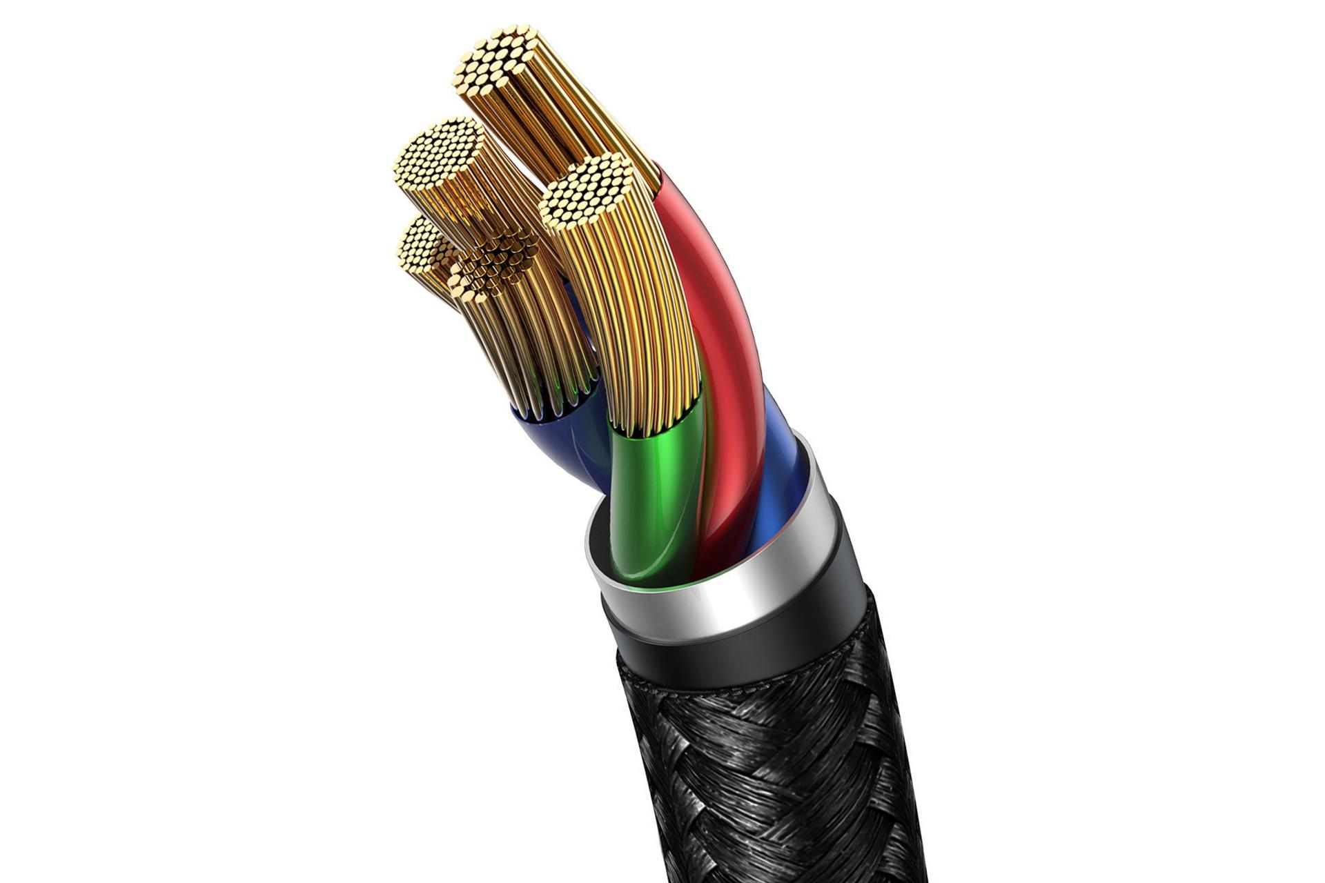 کابل شارژ USB باسئوس USB+Type-C به Lightning مدل Cafule 2-in-1 با طول 1.2 متر نمای داخل